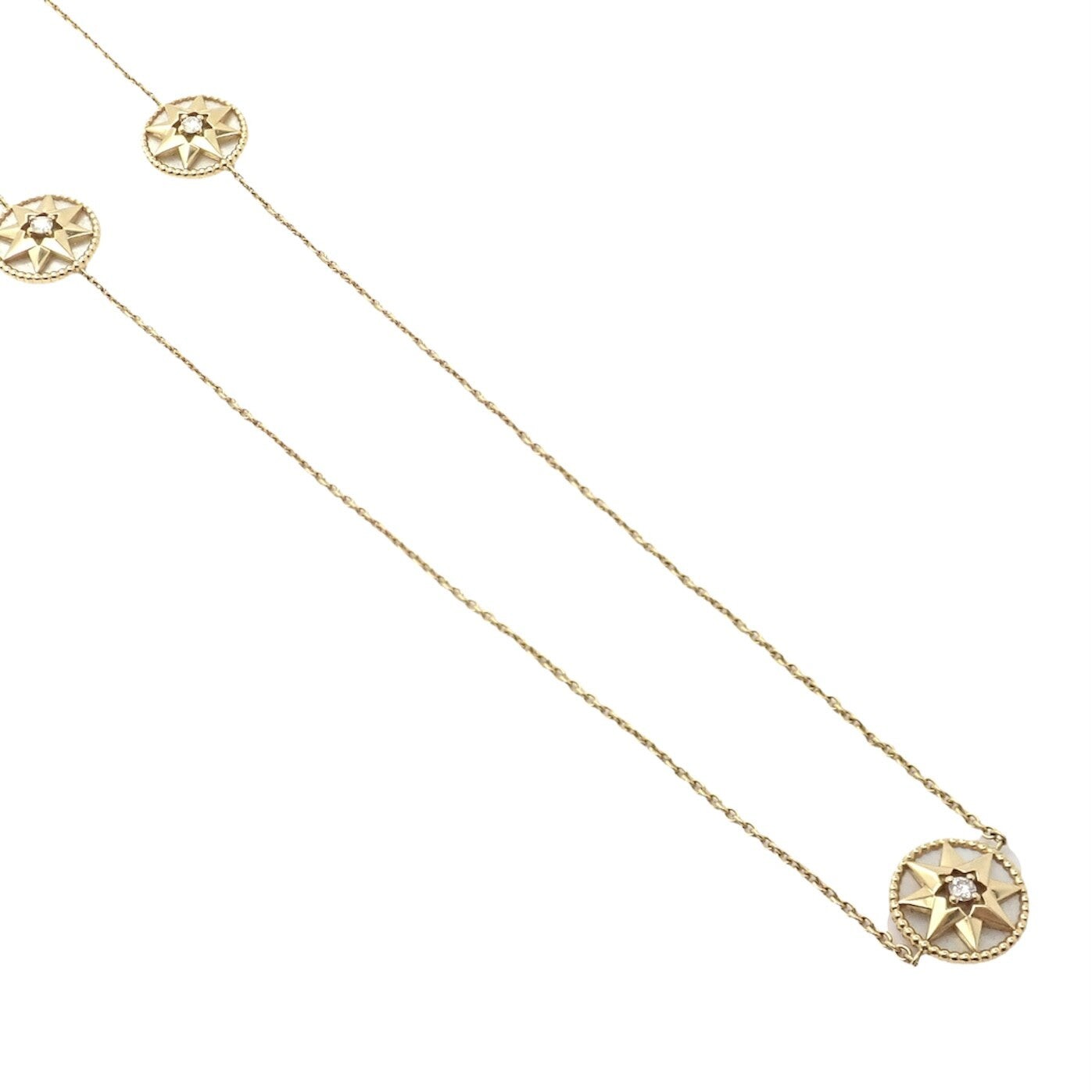 Christian Dior 18k Gold Rose De Vents Mother Of Pearl Diamond 42" Long Necklace | Fortrove