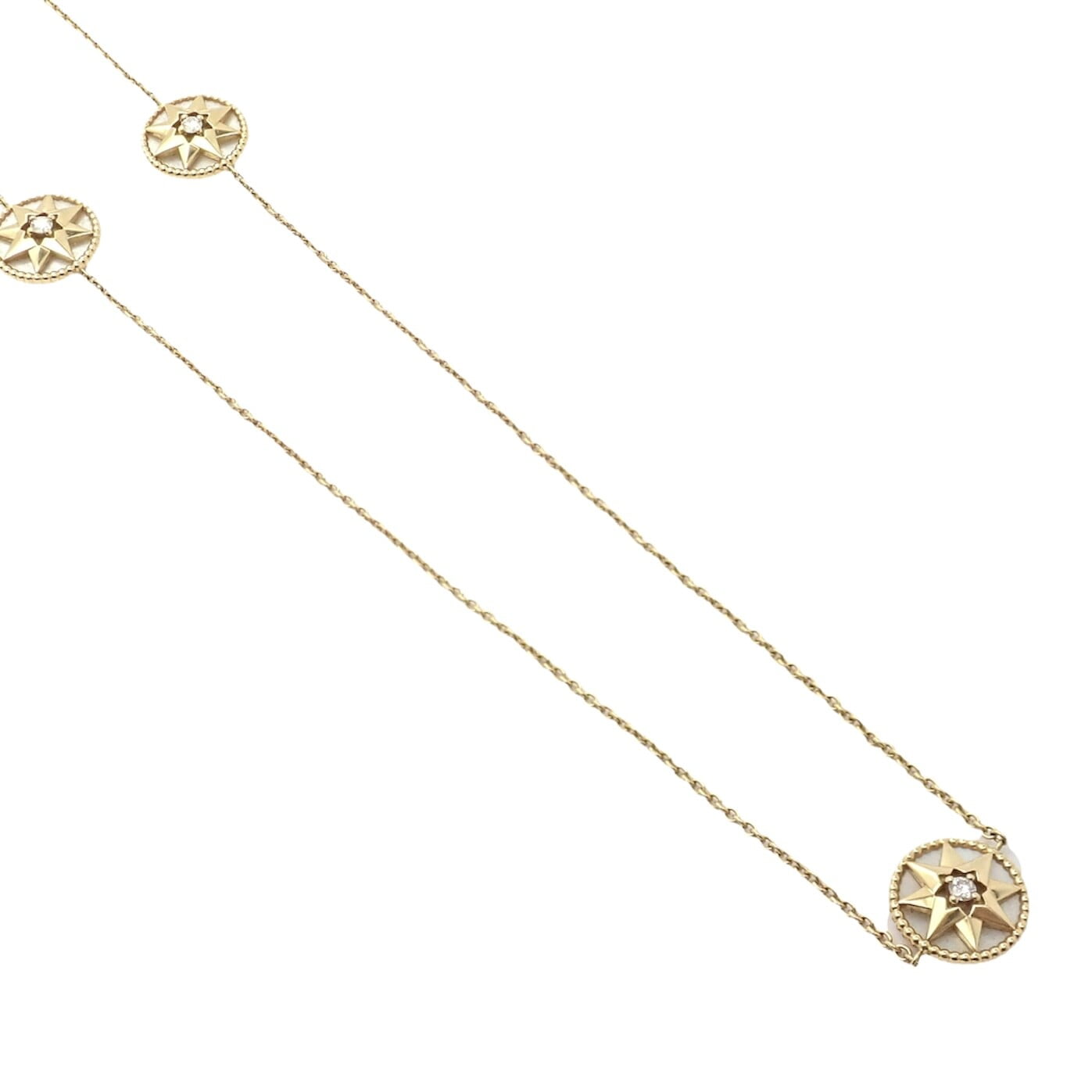 Christian Dior Jewelry & Watches:Fine Jewelry:Necklaces & Pendants Christian Dior 18k Gold Rose De Vents Mother Of Pearl Diamond 42" Long Necklace