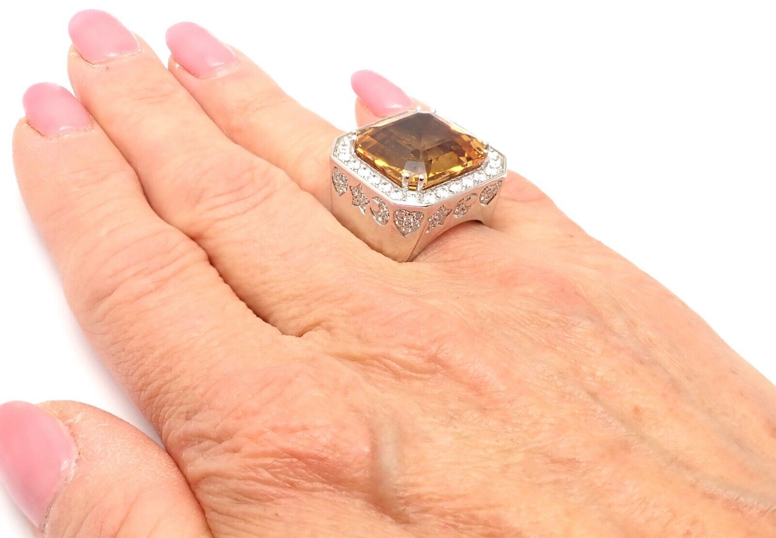 PASQUALE BRUNI Jewelry & Watches:Fine Jewelry:Rings Authentic! Pasquale Bruni 18k White Gold Diamond Citrine Large Ring
