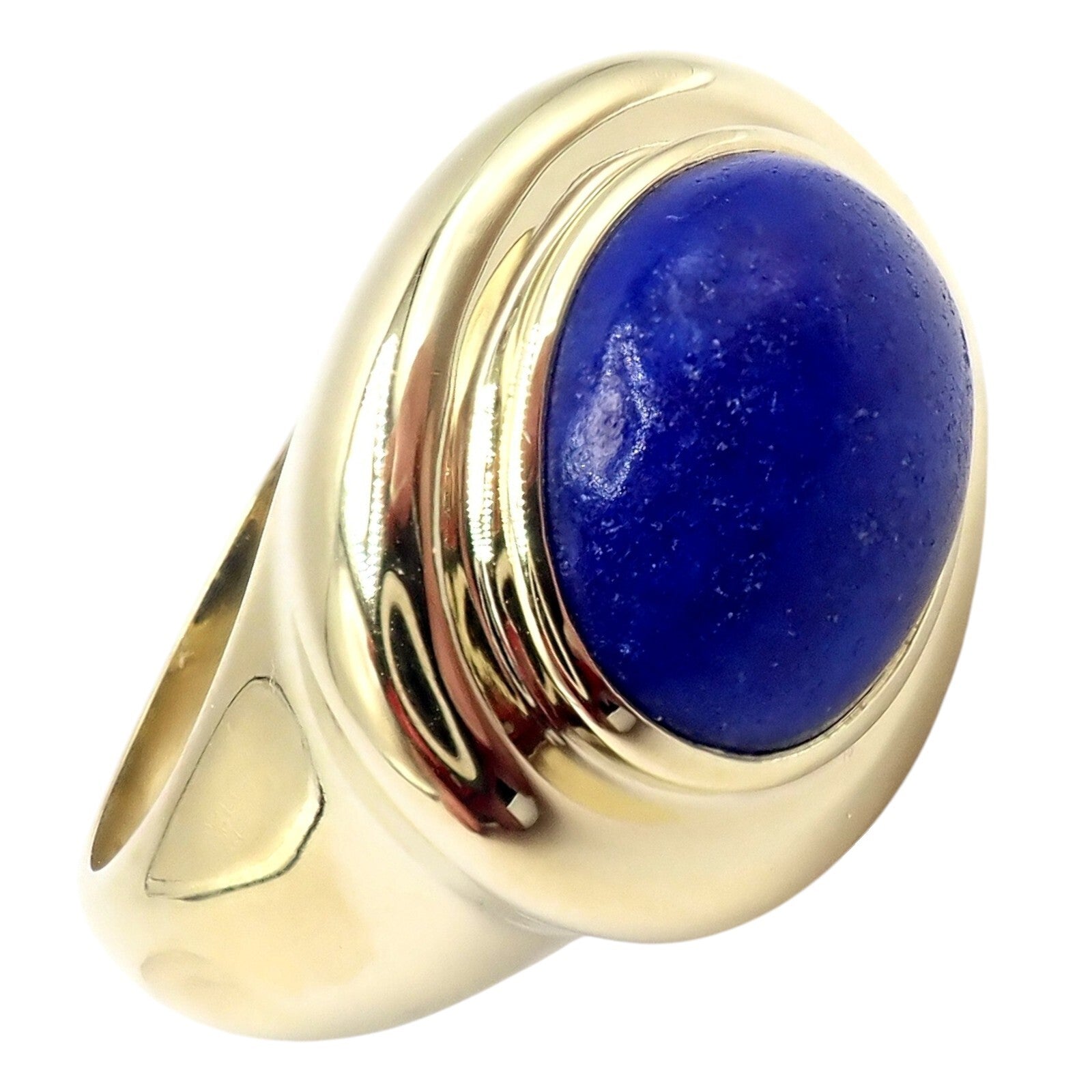 Authentic! Tiffany & Co Paloma Picasso 18k Yellow Gold Large Lapis Oval Ring | Fortrove