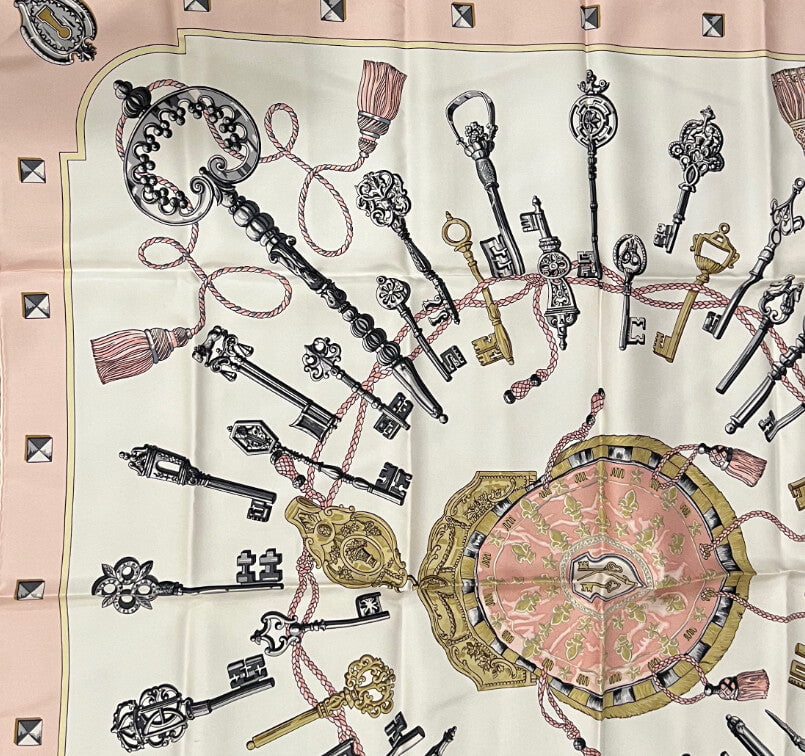 Hermes Clothing, Shoes & Accessories:Women:Women's Accessories:Scarves & Wraps Authentic RARE! Hermes Les Cles Key Vintage 90cm Silk Scarf