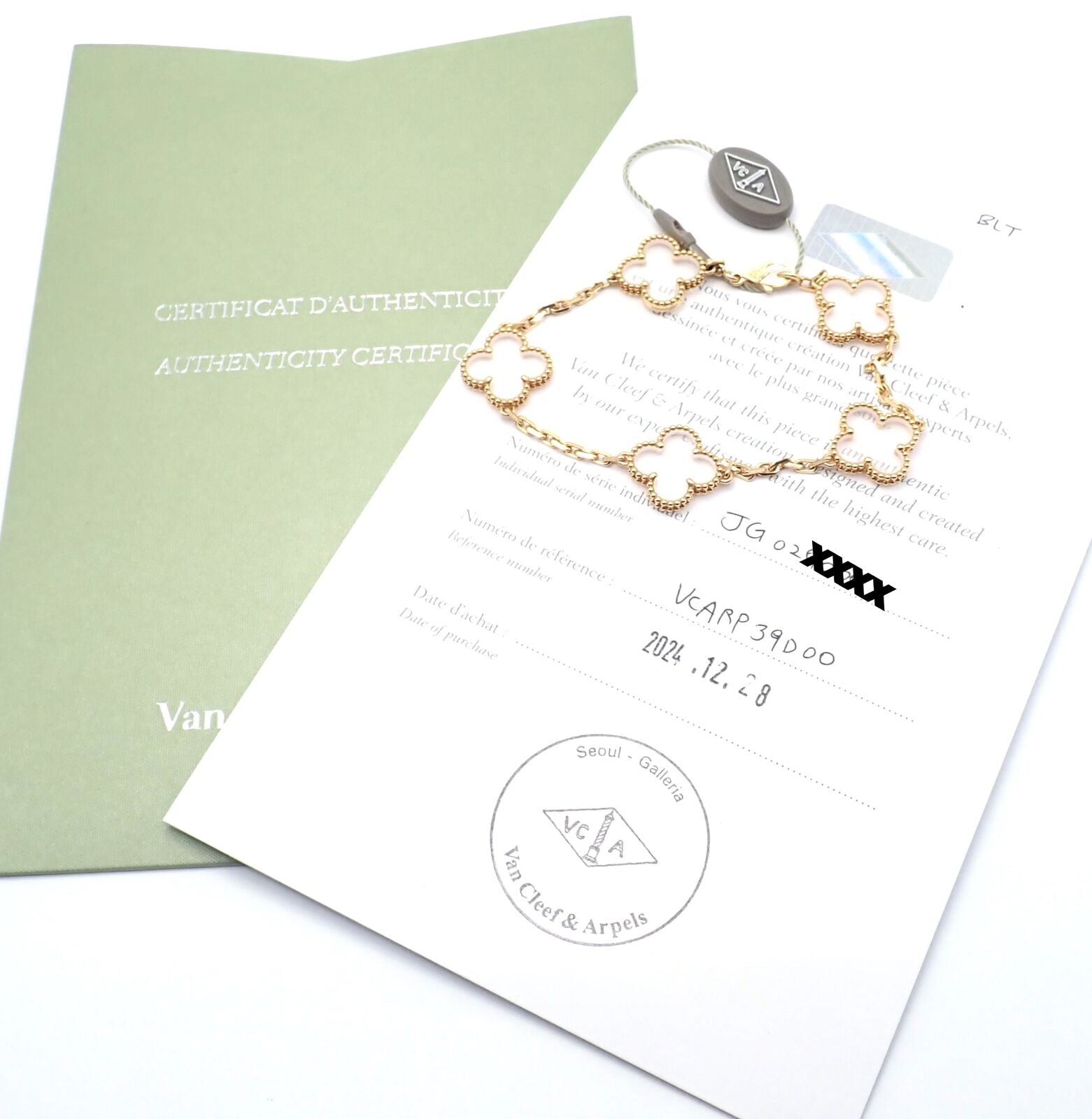 Van Cleef & Arpels 18k Yellow Gold 5 Motif Alhambra Rock Crystal Bracelet Cert | Fortrove