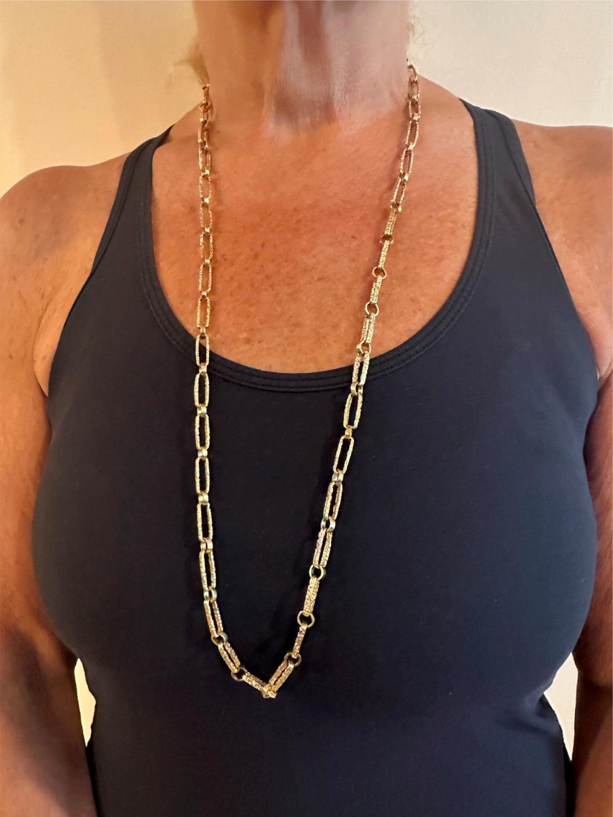 Rare! Vintage Estate 18k Yellow Gold Long 30" Paperclip Necklace 56.8g | Fortrove