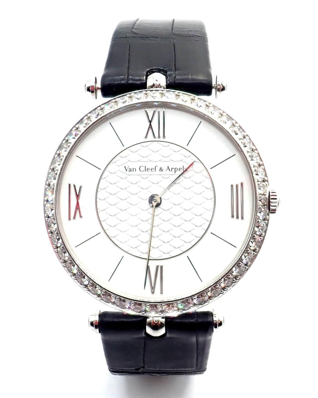 Van Cleef & Arpels Pierre Arpels 18K White Gold Diamond 38mm Watch Cert. Box! | Fortrove