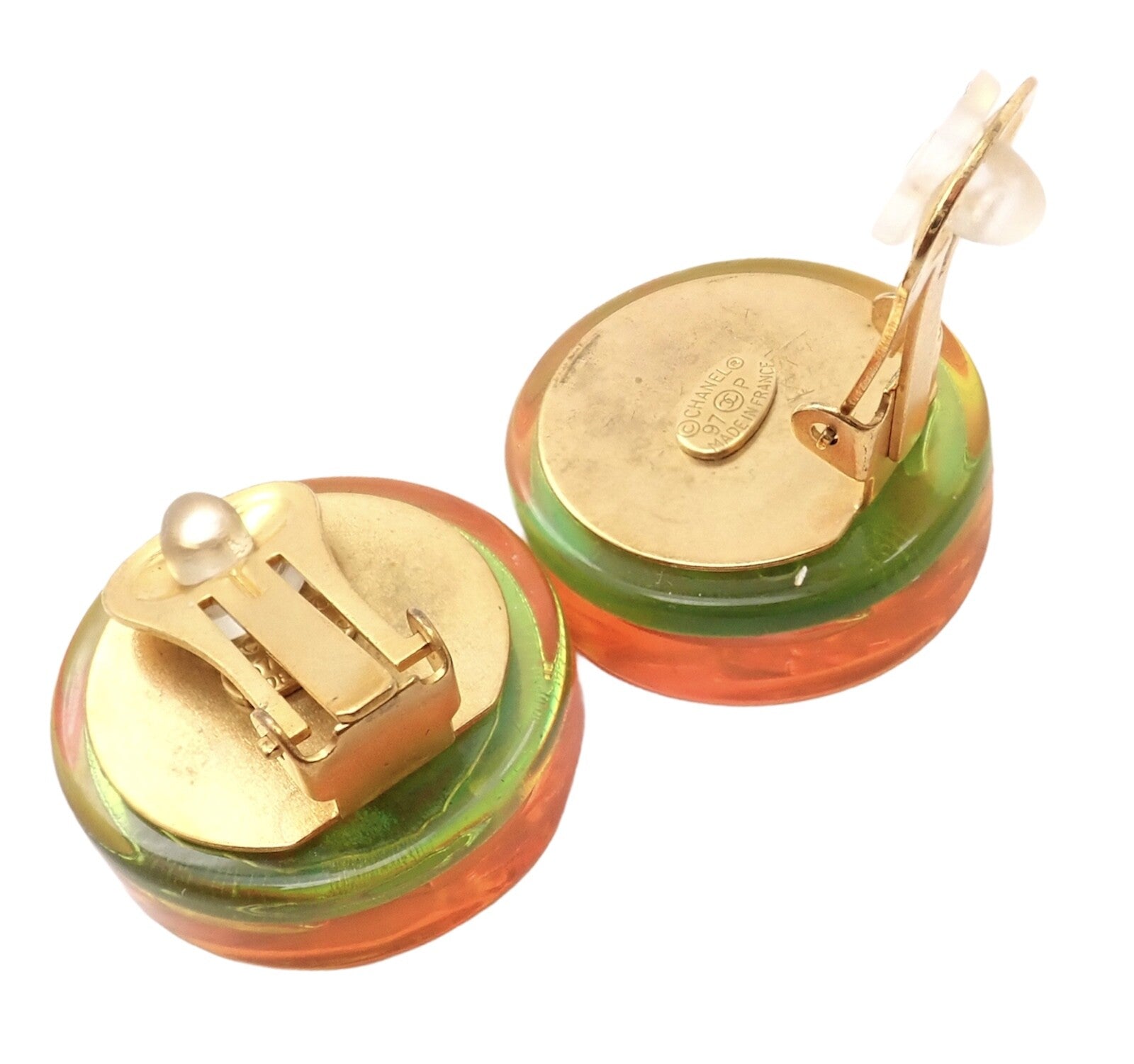 Chanel Jewelry & Watches:Fashion Jewelry:Earrings Rare! Vintage Chanel Paris France Holographic Logo Camellia Earrings 1997 Spring