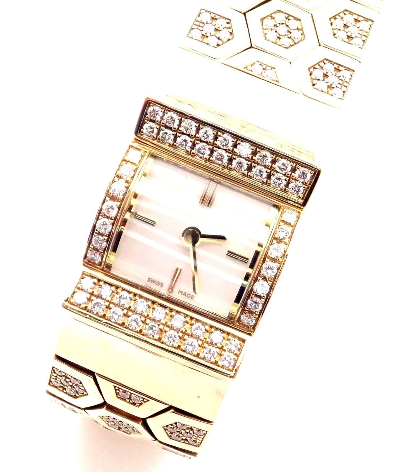 Authentic! Van Cleef & Arpels Ludo Swann 18k Yellow Gold Diamond Watch Papers | Fortrove