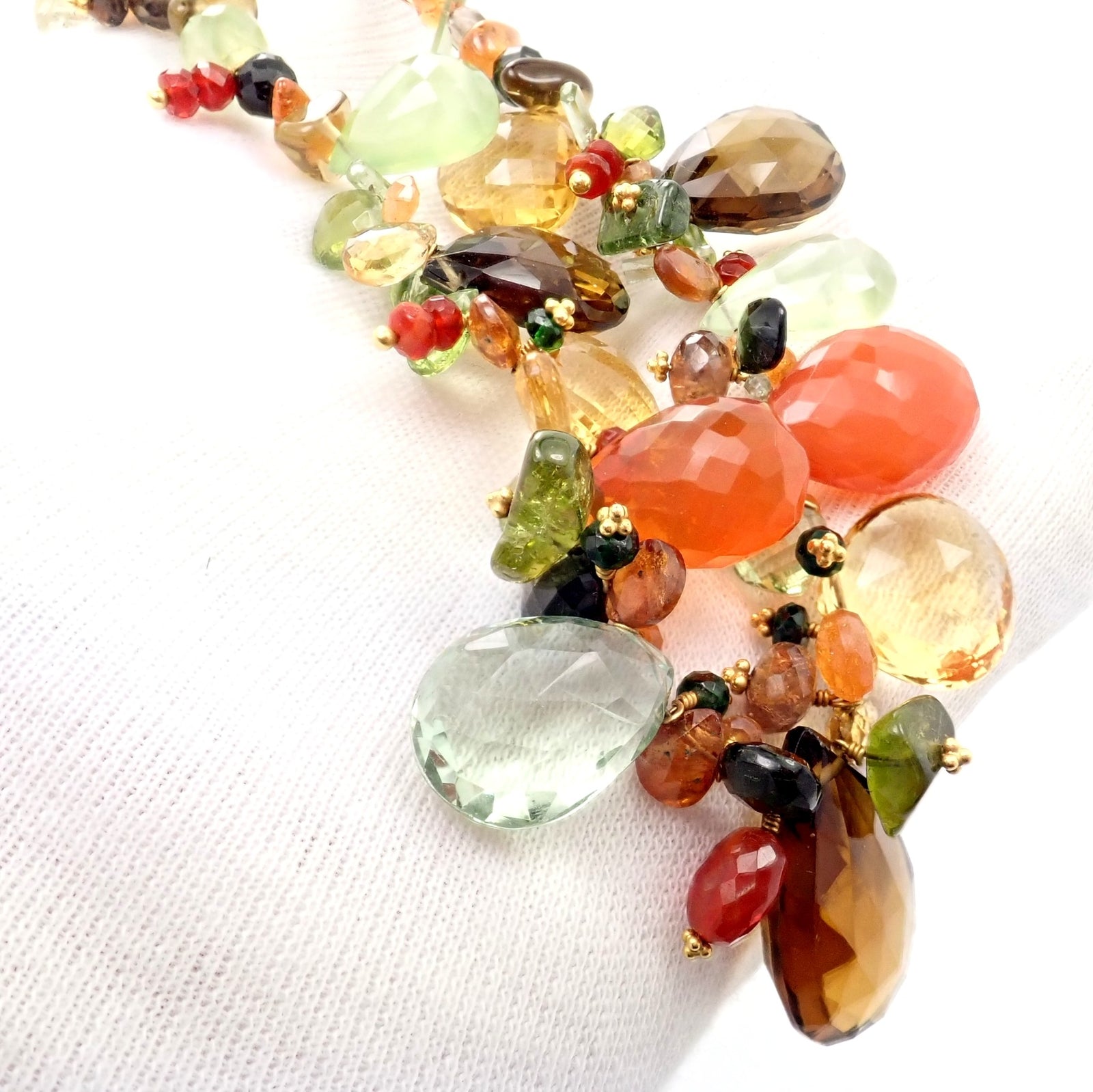 Rare Laura Gibson 22k Yellow Gold Briolette Onyx Spessartite Bead Candy Necklace | Fortrove