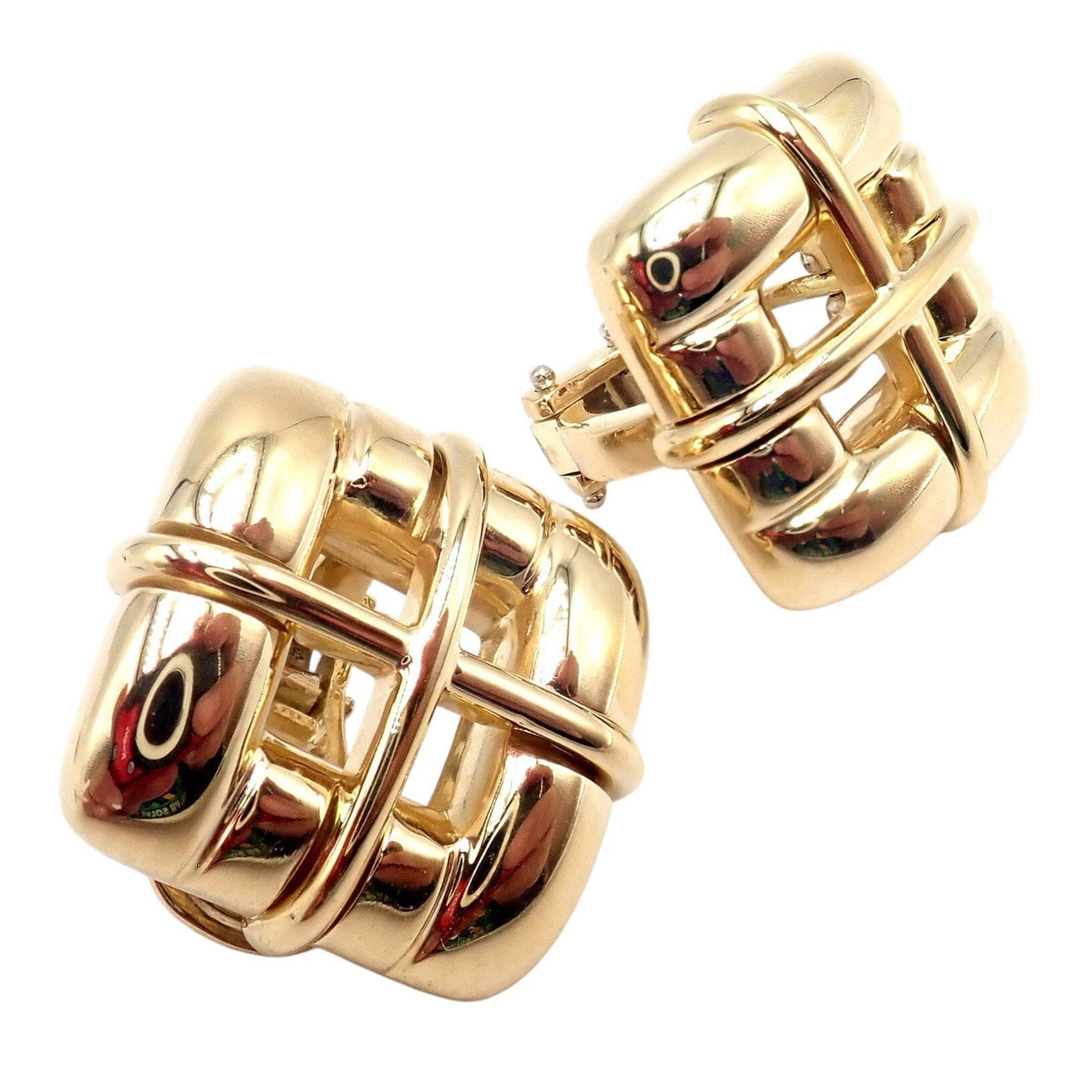 Tiffany & Co. Jewelry & Watches:Fine Jewelry:Earrings Rare! Vintage Tiffany & Co 18k Yellow Gold Square Window Biscayne Earrings 2001