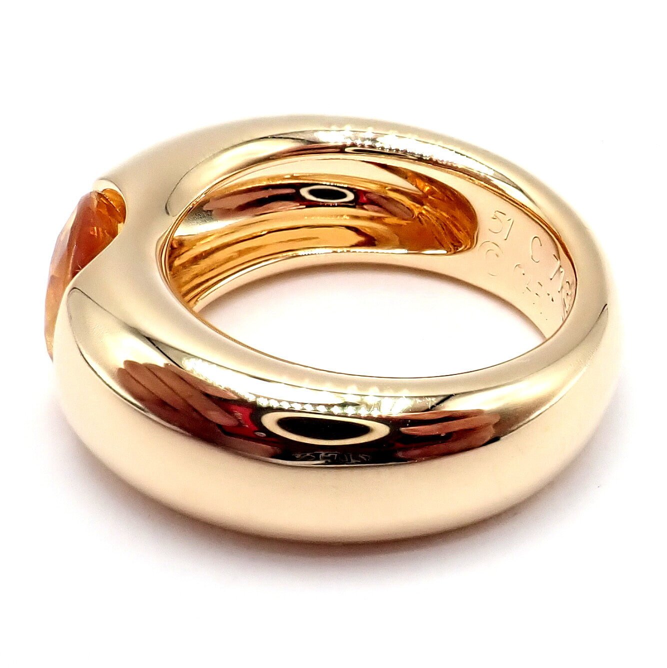 Authentic! Cartier 18k Yellow Gold Citrine Wide Large Ellipse Band Ring Size 5.5 | Fortrove