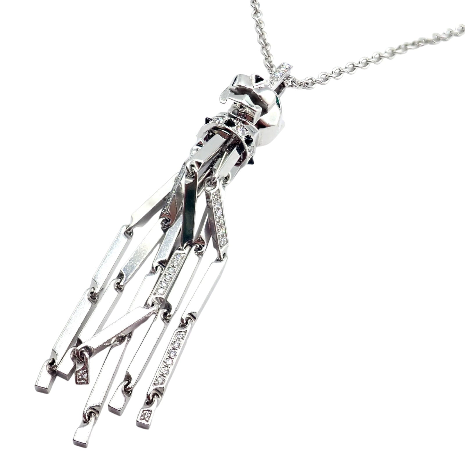 Cartier Jewelry & Watches:Fine Jewelry:Necklaces & Pendants Panthere de Cartier Panther 18k White Gold Diamond Emerald Onyx Pendant Necklace