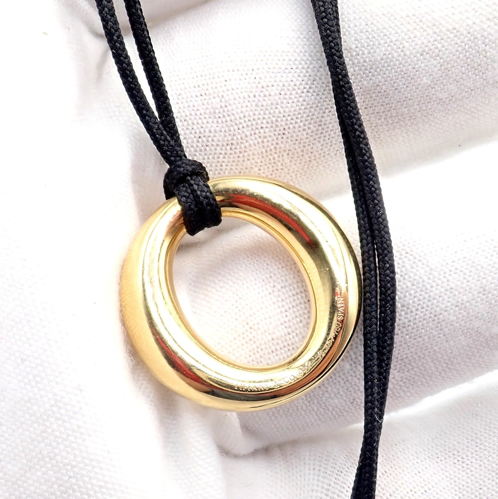 Authentic! Tiffany & Co 18k Yellow Gold Peretti 25mm Diamond Sevillana Necklace | Fortrove