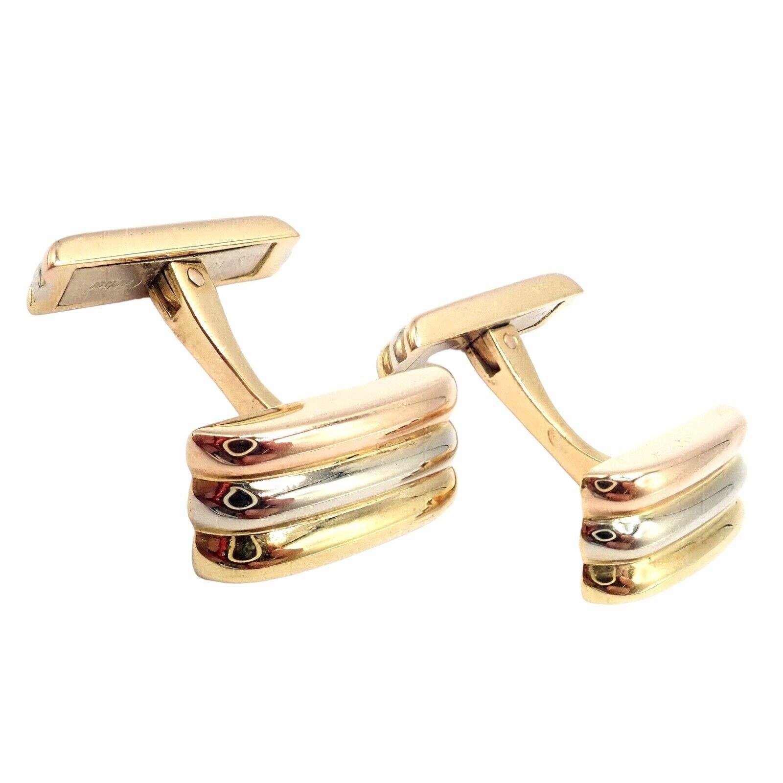 Rare! Vintage Authentic Cartier Trinity 18k Tri-Color Gold Cufflinks | Fortrove