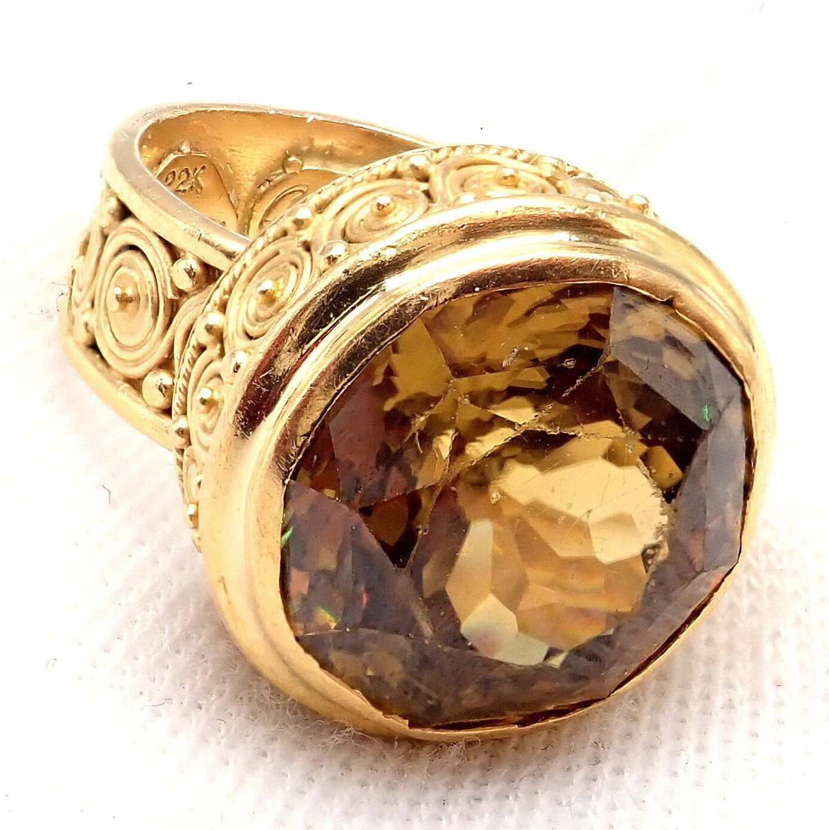 Carolyn Tyler Jewelry & Watches:Fine Jewelry:Rings Carolyn Tyler 22k Yellow Gold Seven Seas Large Golden Yellow Zircon Ring