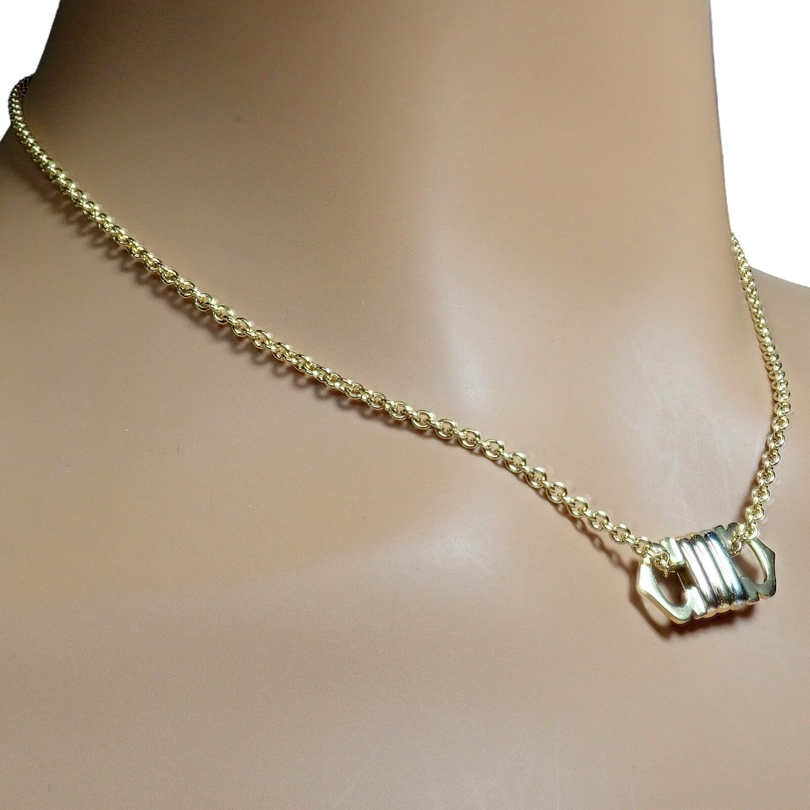 Authentic! Cartier 18k TriColor Gold Double C Charm Pendant Necklace | Fortrove
