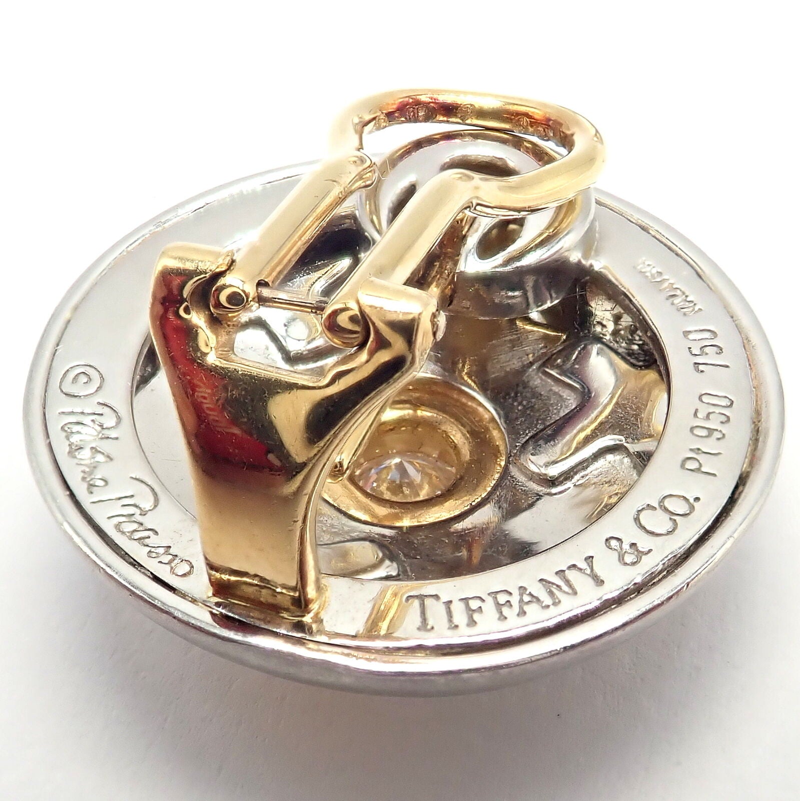 Authentic! Tiffany & Co Platinum + 18k Yellow Gold Picasso Diamond X Earrings | Fortrove