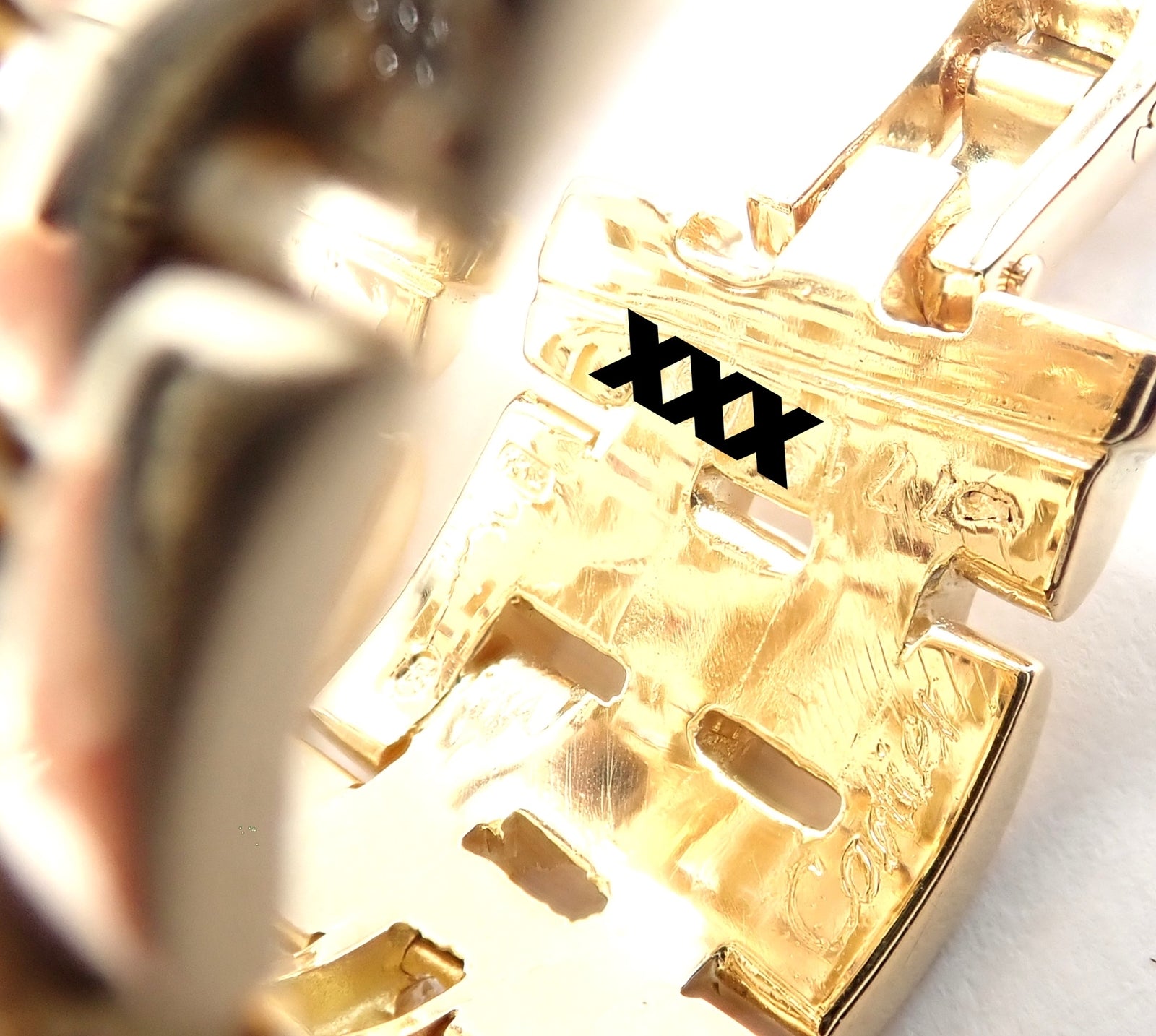 Authentic Cartier Maillon Panthere 18K Gold Diamond Five Row Link Gold Earrings | Fortrove