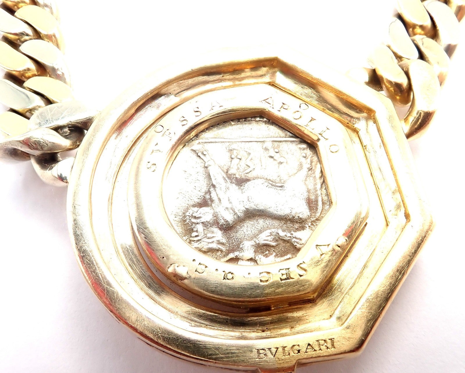 Bvlgari Bulgari 18k Yellow White Gold Diamond Monete Antique Coin Link Necklace | Fortrove