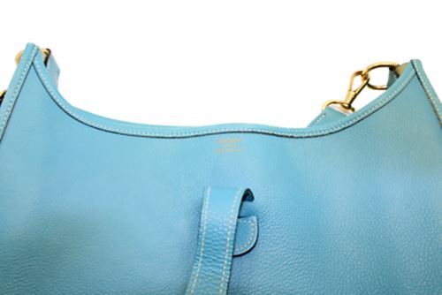 Hermes Clothing, Shoes & Accessories:Women:Women's Bags & Handbags Authentic! Hermes Evelyne Blue Jean Clemence Leather GM Handbag Purse