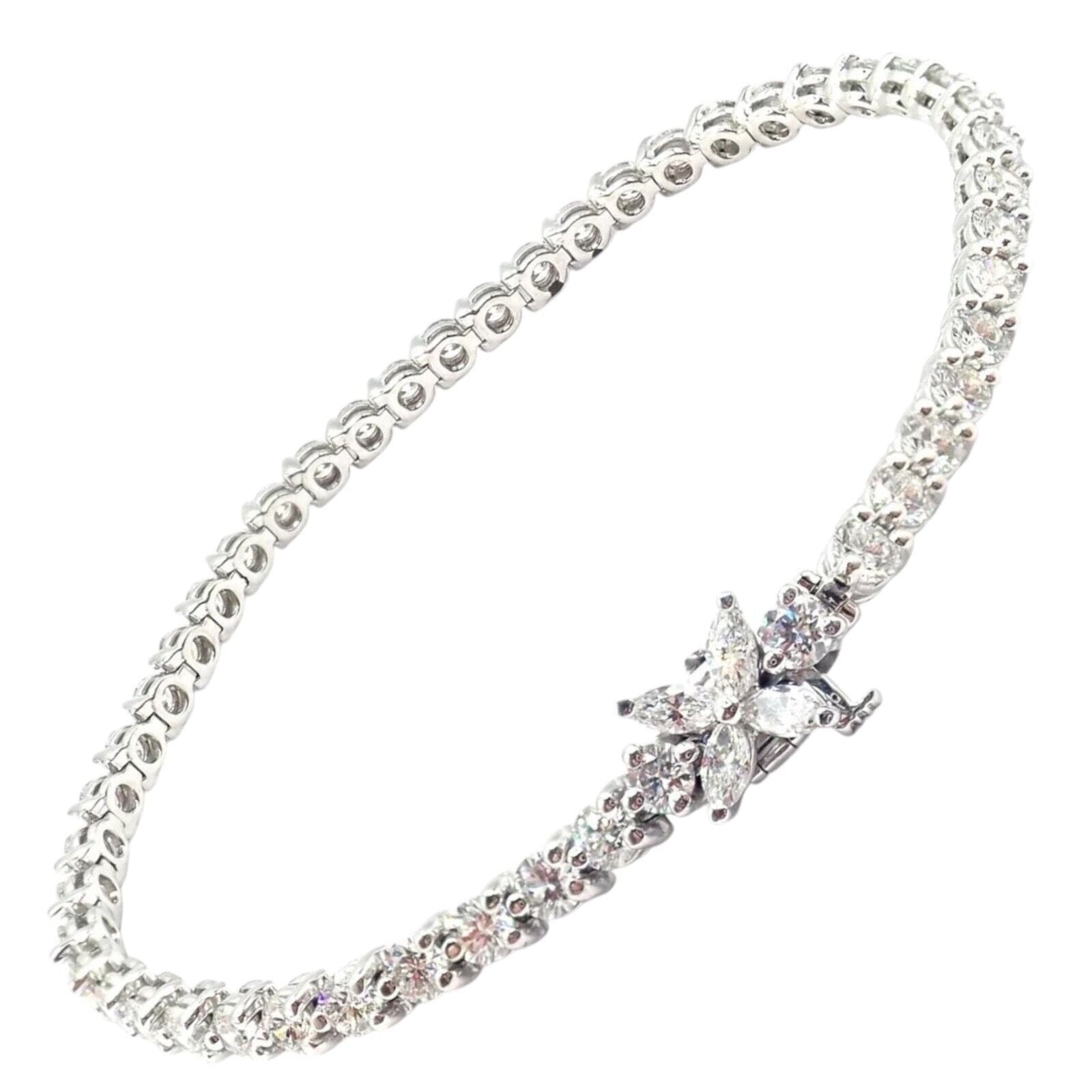 Authentic! Tiffany & Co Victoria Platinum 4.49ct Diamond Line Tennis Bracelet | Fortrove