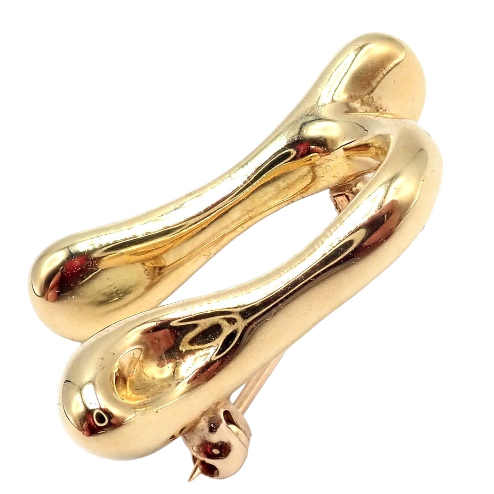 Authentic! Tiffany & Co Peretti 18k Yellow Gold Initial N Pin Brooch 1983 | Fortrove