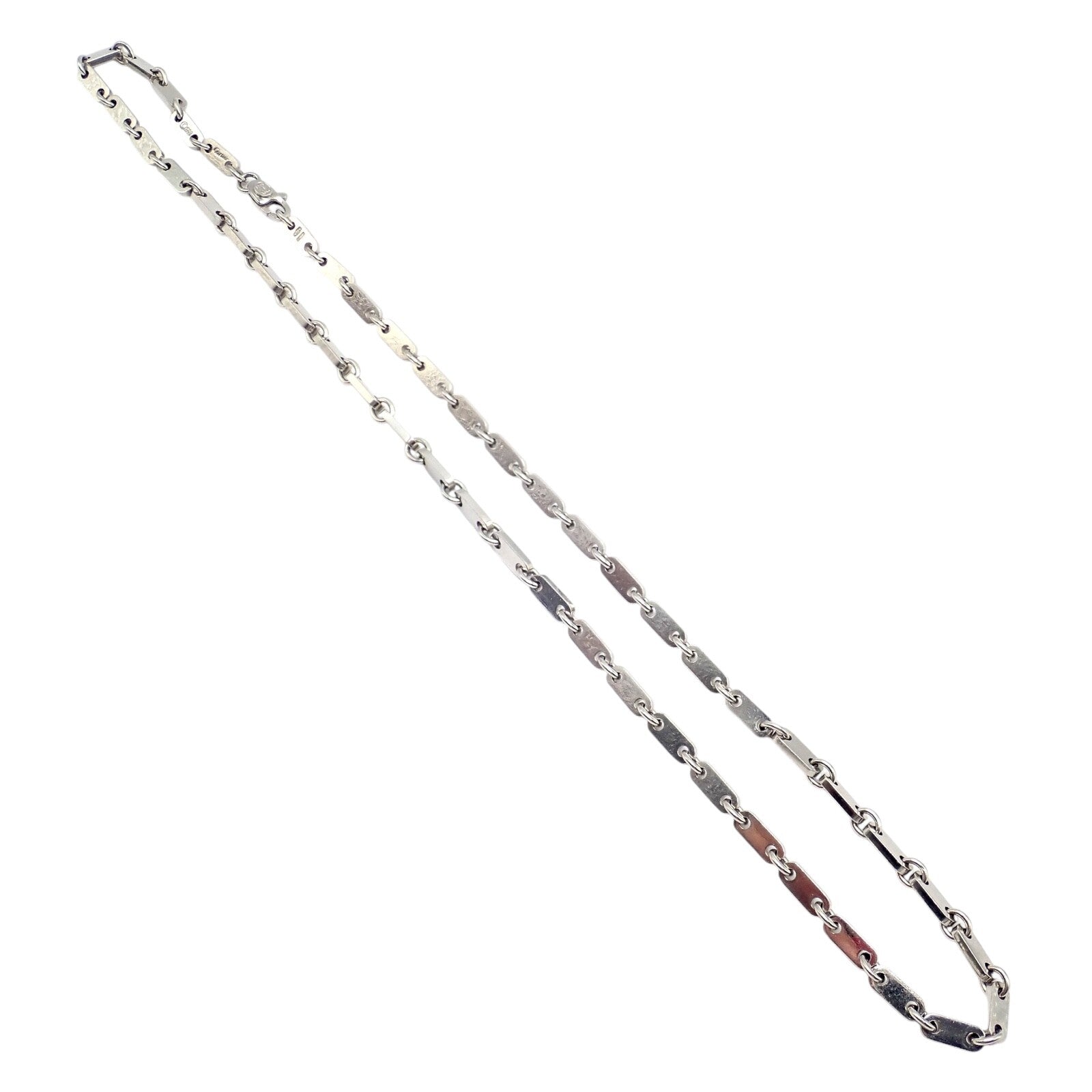 Authentic! Cartier 18k White Gold Flat Link Necklace 17.75" 1998 | Fortrove