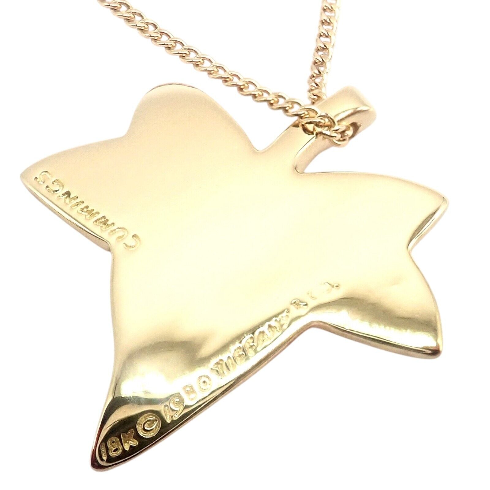 Authentic! Tiffany & Co Cummings 18k Yellow Gold Leaf Pendant Necklace 1980 | Fortrove