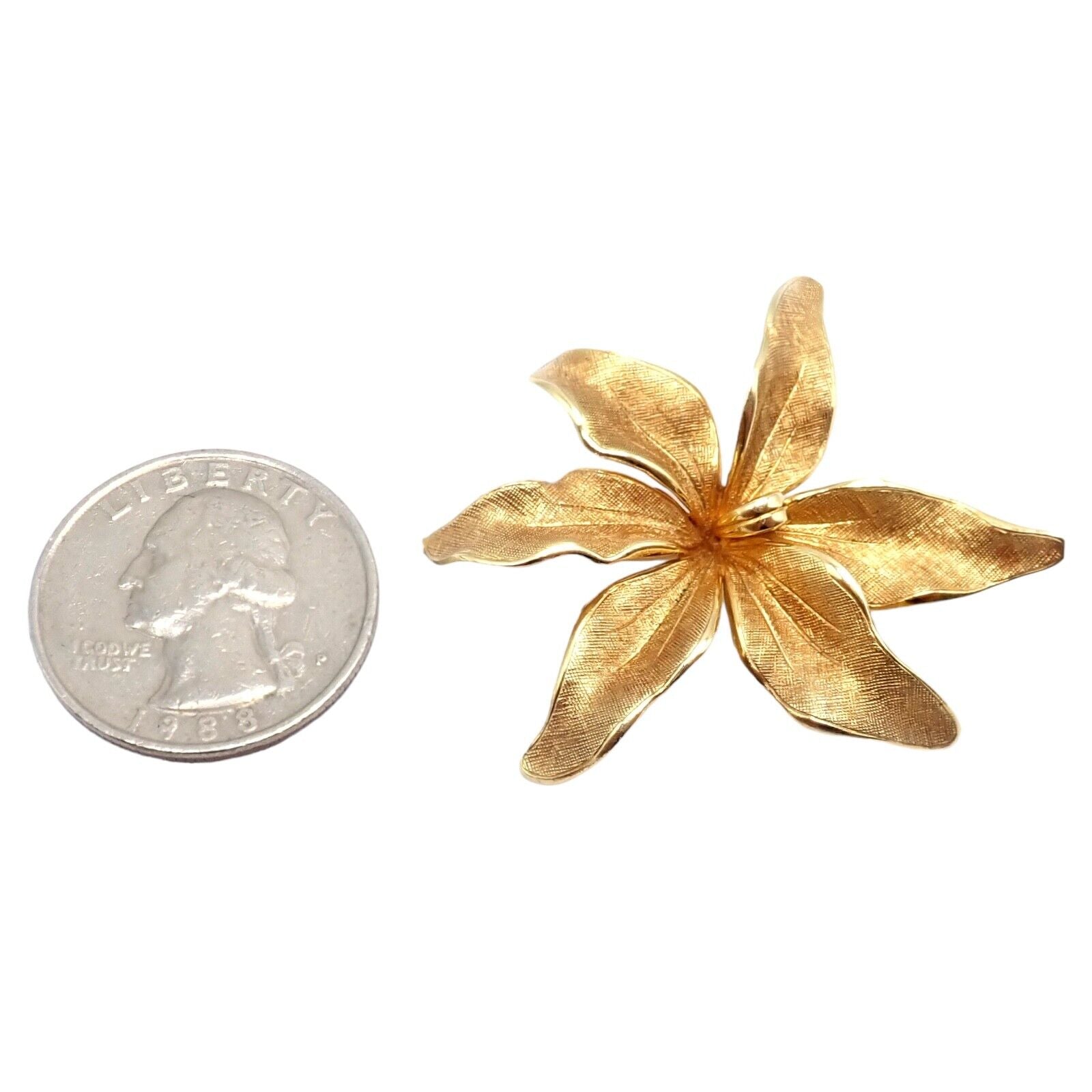 Authentic! Vintage Tiffany & Co 14k Yellow Gold Germany Large Flower Pin Brooch | Fortrove