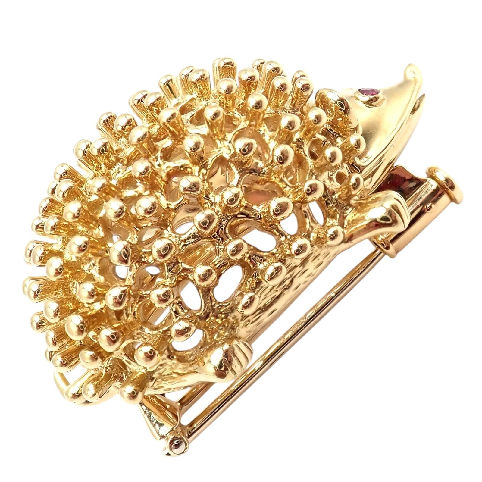 Vintage! Tiffany & Co Schlumberger 18k Yellow Gold Hedgehog Ruby Brooch Pin | Fortrove