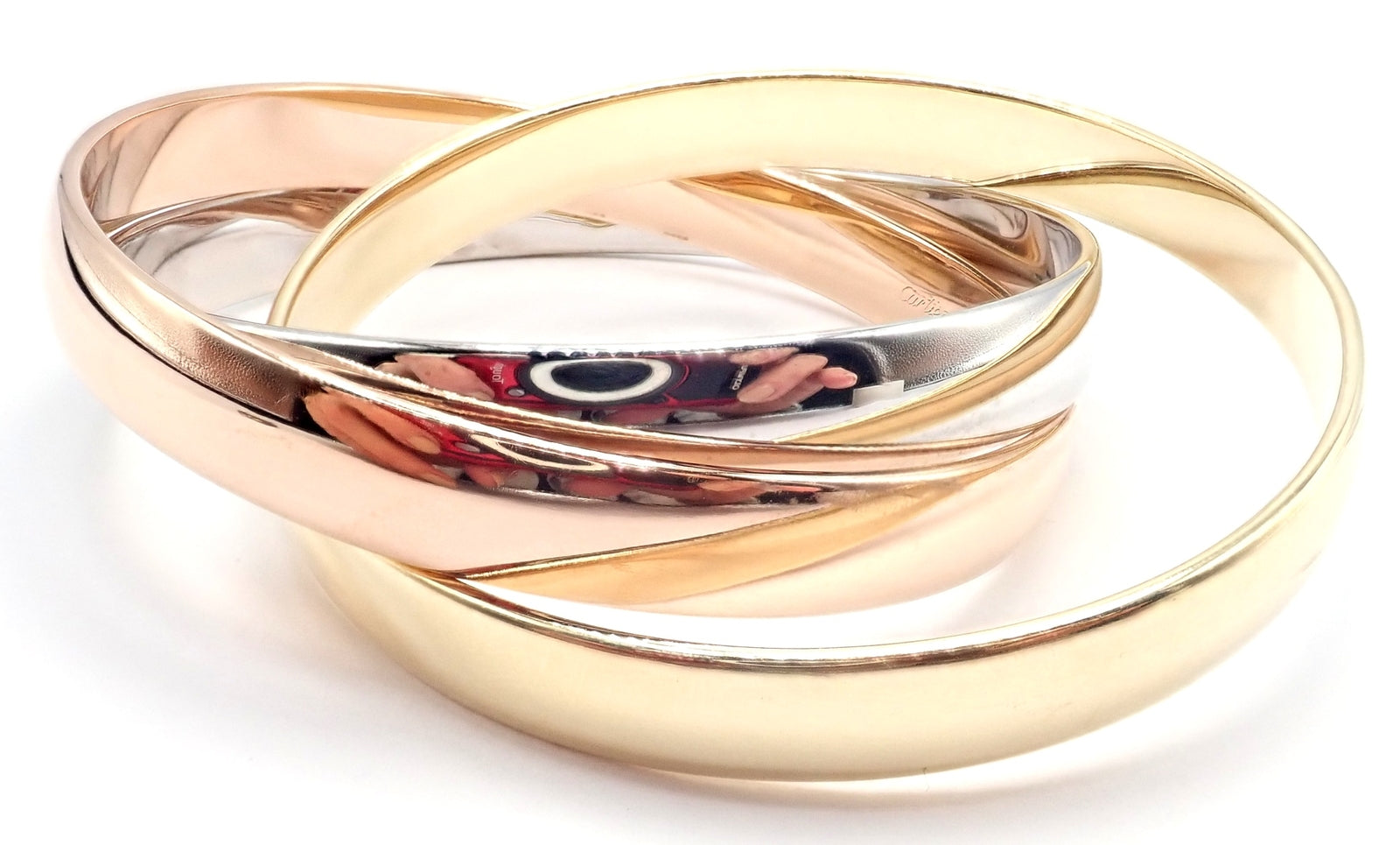 Cartier 18k Tricolor Gold Trinity Large Model Medium Size Bangle Bracelet | Fortrove