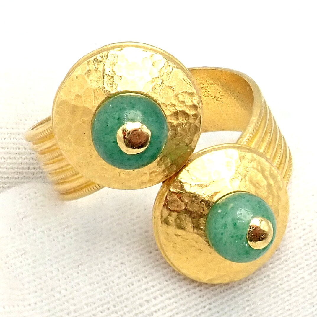 Lalaounis Jewelry & Watches:Fine Jewelry:Rings Authentic! Ilias Lalaounis Greece 22k Yellow Gold French Nephrite Ring