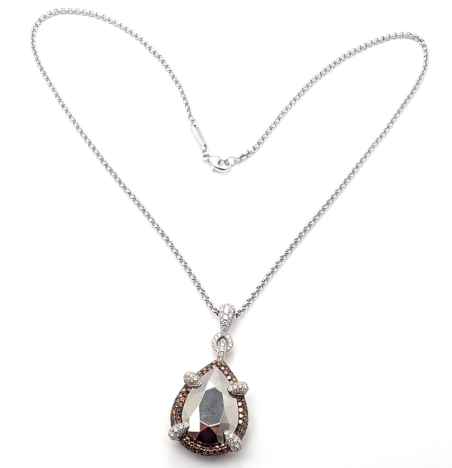 Chopard Jewelry & Watches:Fine Jewelry:Necklaces & Pendants Authentic! Chopard Golden Diamonds 18k White Gold Diamond Chrome Stone Necklace