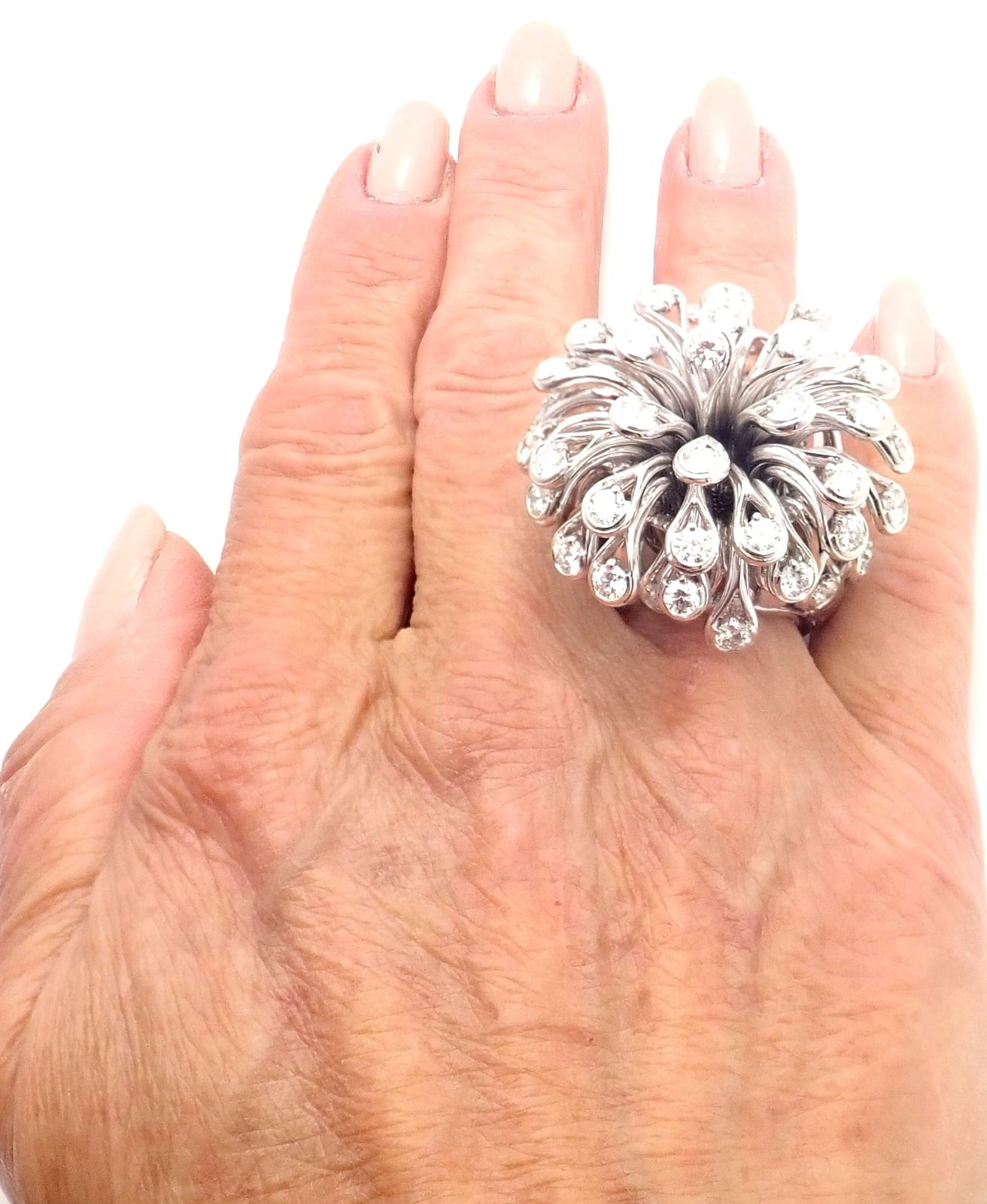Dior Jewelry & Watches:Fine Jewelry:Rings Authentic! Christian Dior 18k White Gold 6.5ct Diamond Large Flower Ring