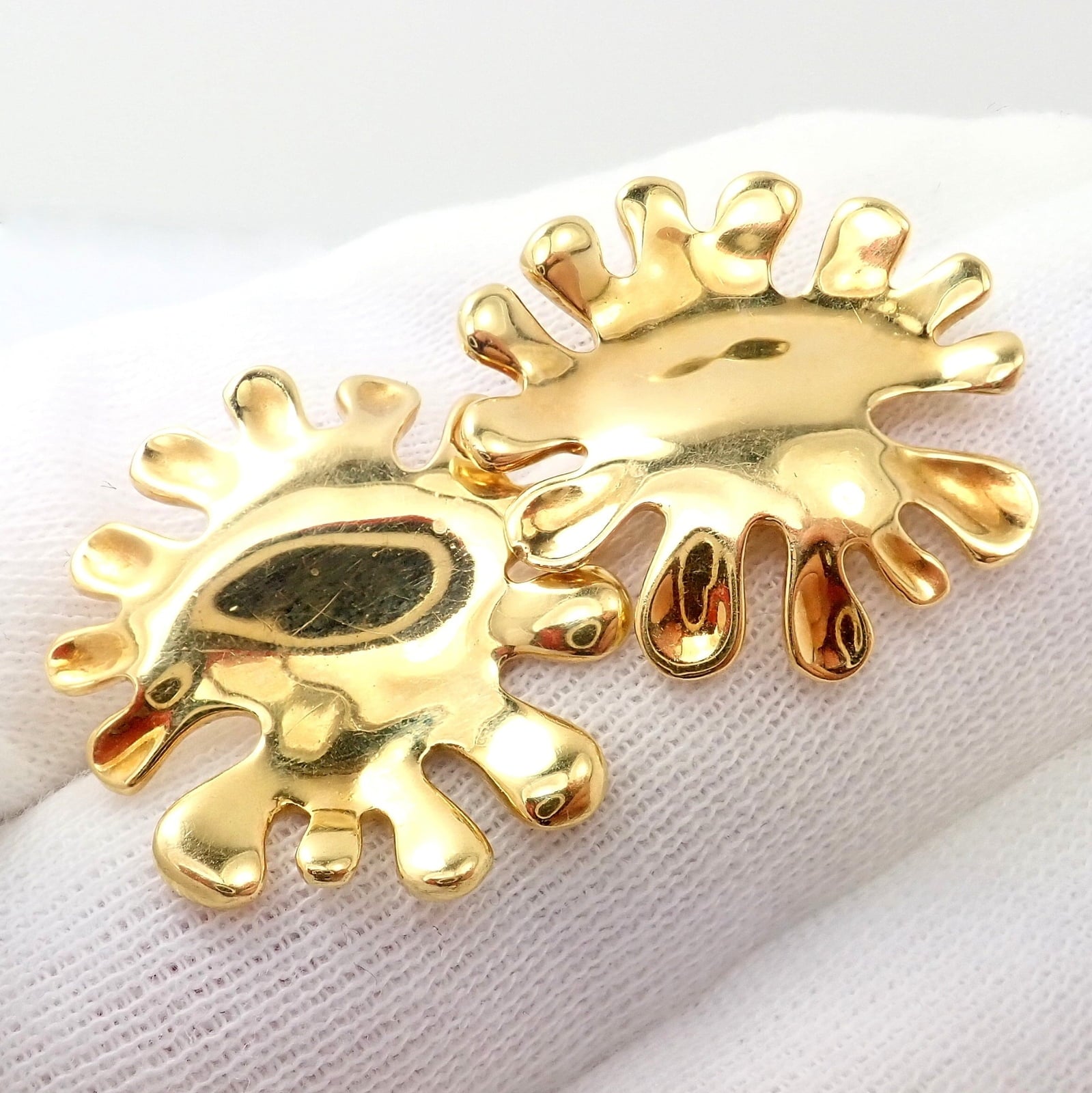 Tiffany & Co. Jewelry & Watches:Fine Jewelry:Earrings Authentic! Tiffany & Co Cummings 18k Yellow Gold Nickelodeon Abstract Earrings