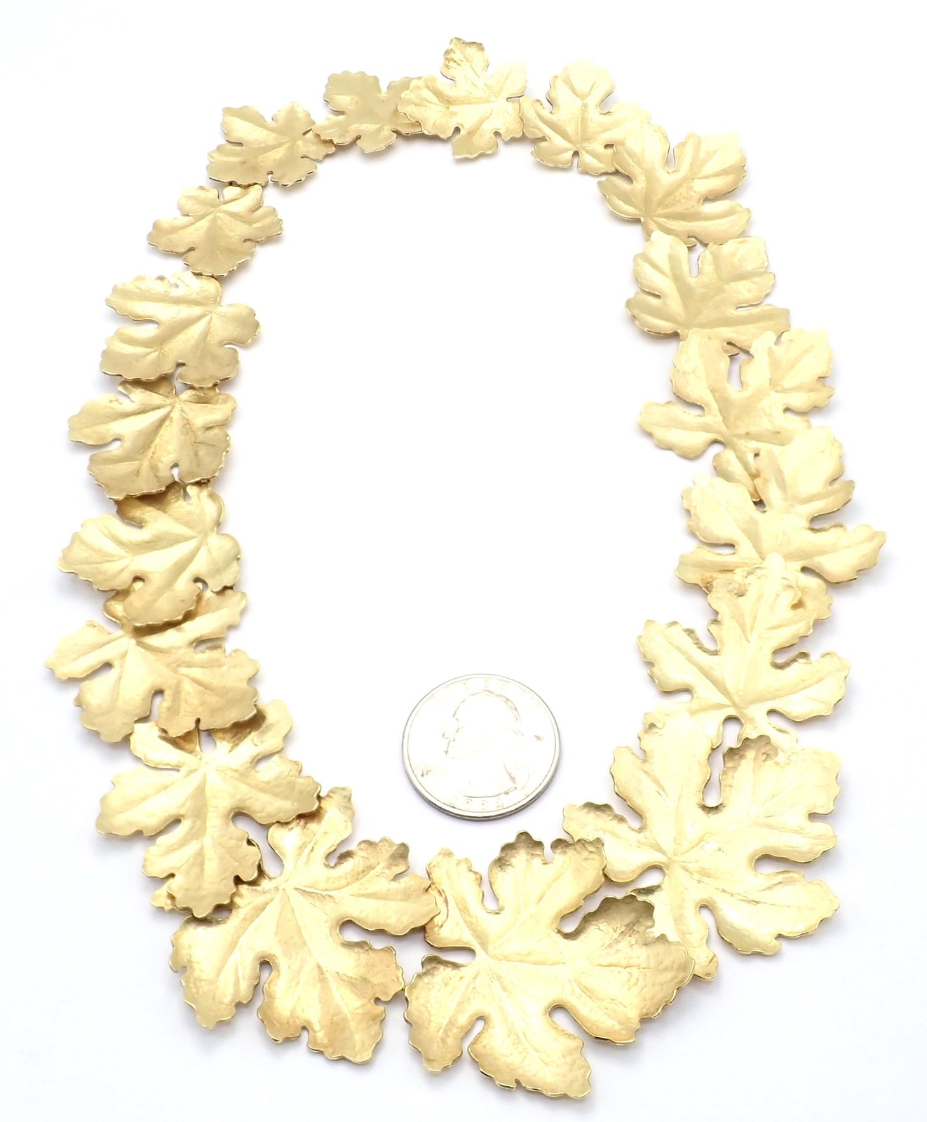 Rare! Authentic Tiffany & Co Angela Cummings 18k Yellow Gold Leaf Necklace 1981 | Fortrove