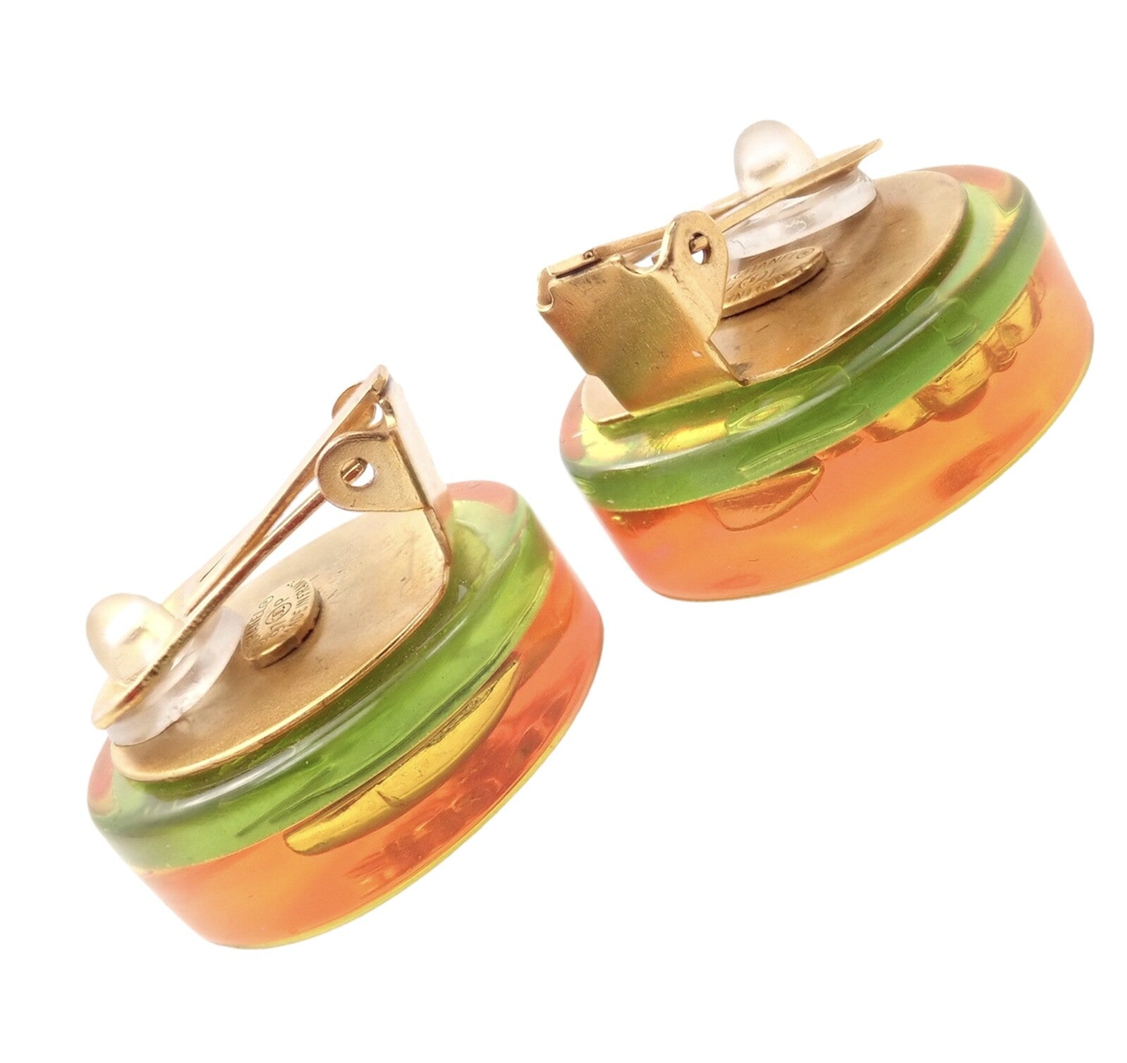 Rare! Vintage Chanel Paris France Holographic Logo Camellia Earrings 1997 Spring | Fortrove