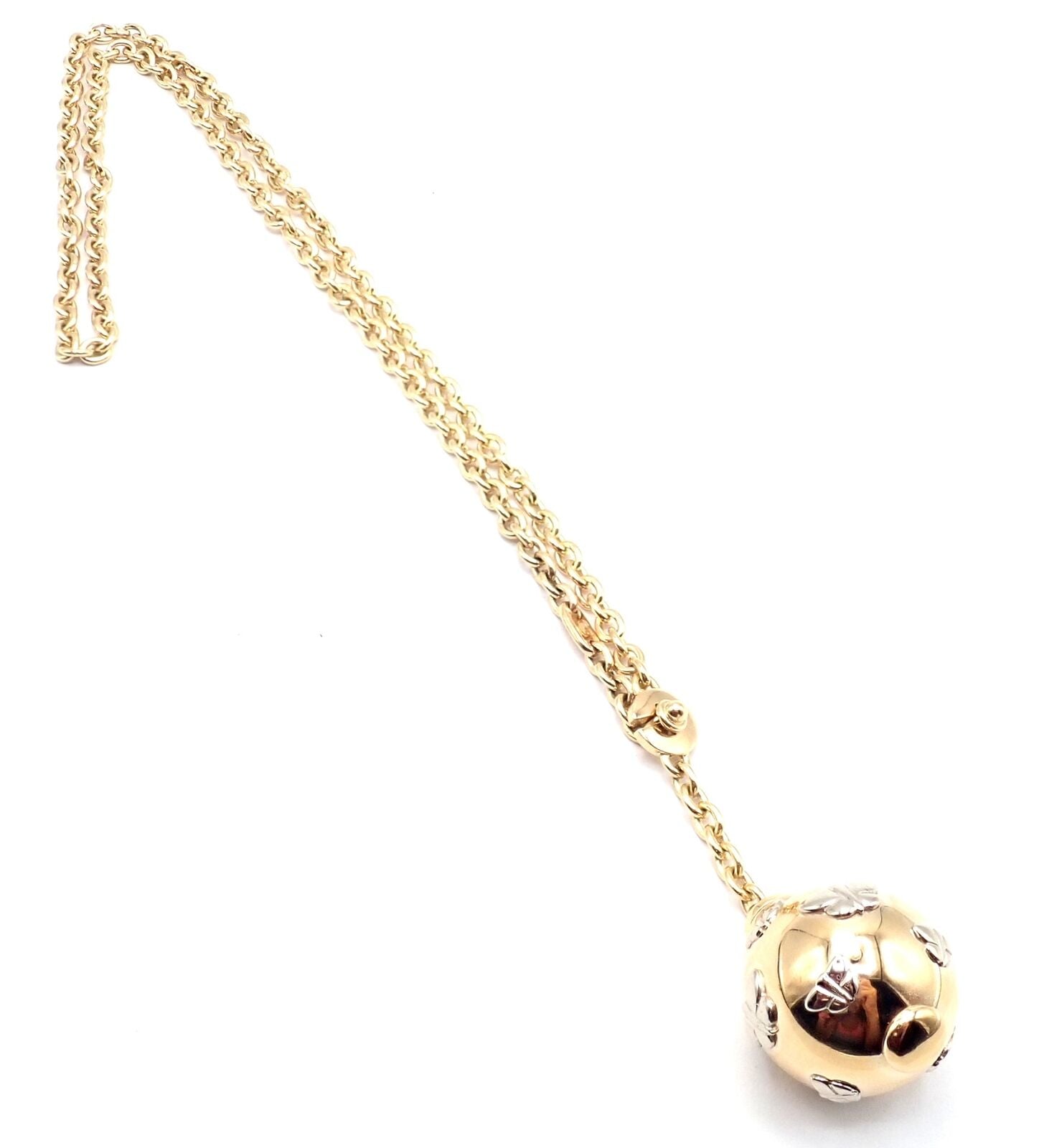 Authentic! Bulgari Bvlgari 18k Yellow Gold Butterfly Globe Pendant Link Chain | Fortrove