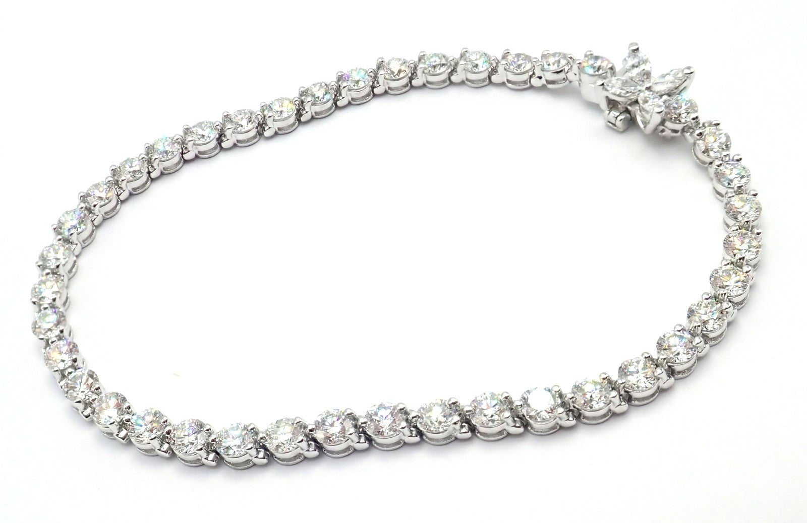 Authentic! Tiffany & Co Victoria Platinum 6.53ct Diamond Line Tennis Bracelet | Fortrove
