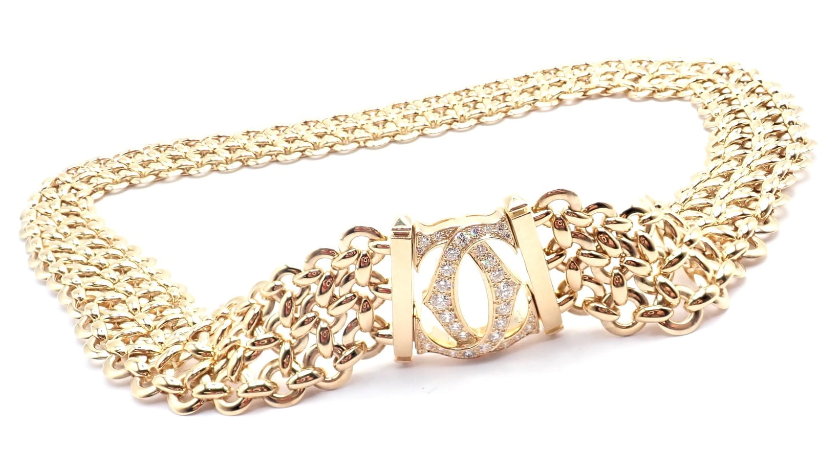 Cartier Jewelry & Watches:Fine Jewelry:Necklaces & Pendants Authentic! Cartier Penelope 18k Yellow Gold Diamond Double C Three Row Necklace