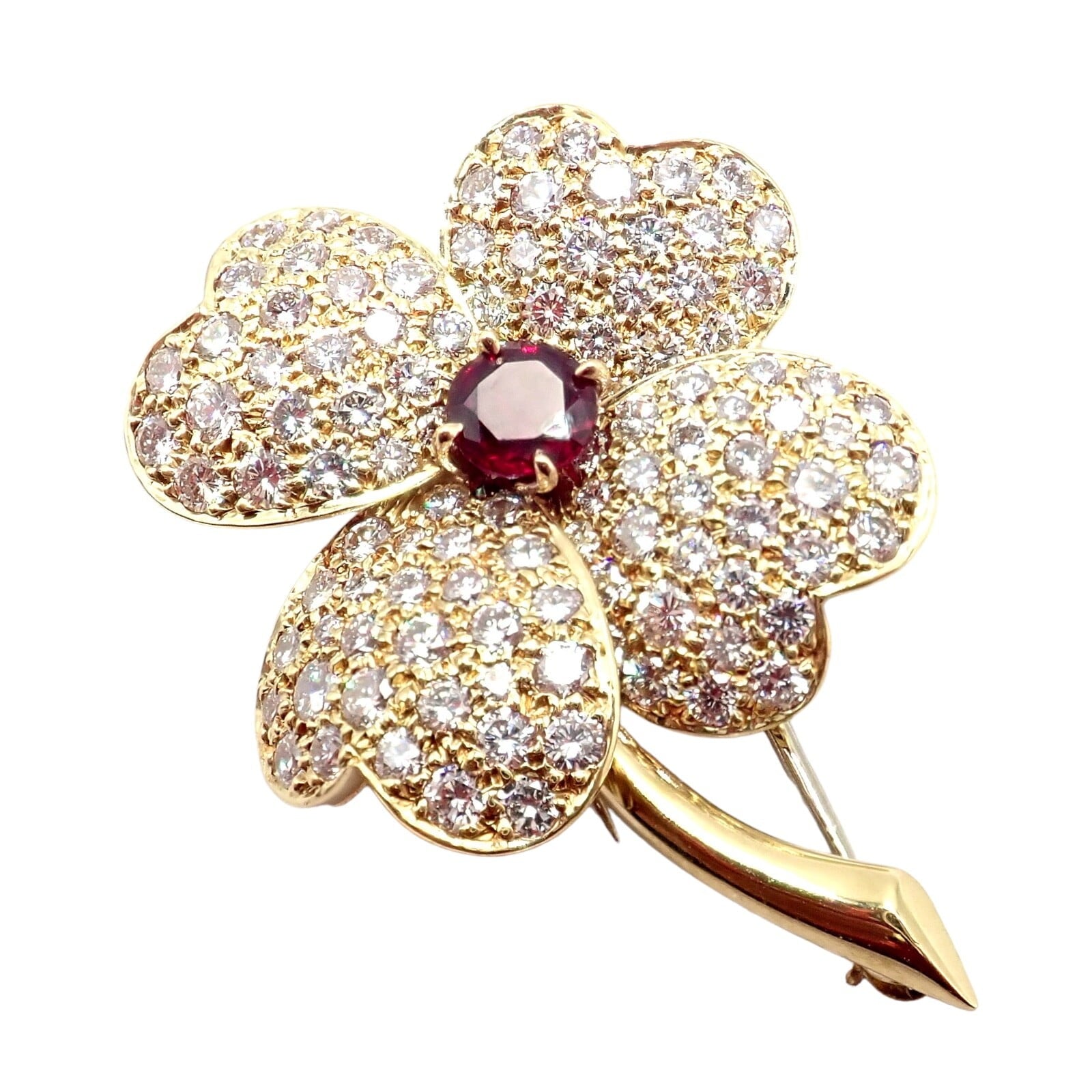 Van Cleef & Arpels Jewelry & Watches:Fine Jewelry:Brooches & Pins Vintage! Van Cleef & Arpels Cosmos 18k Yellow Gold Diamond Ruby Brooch Pendant