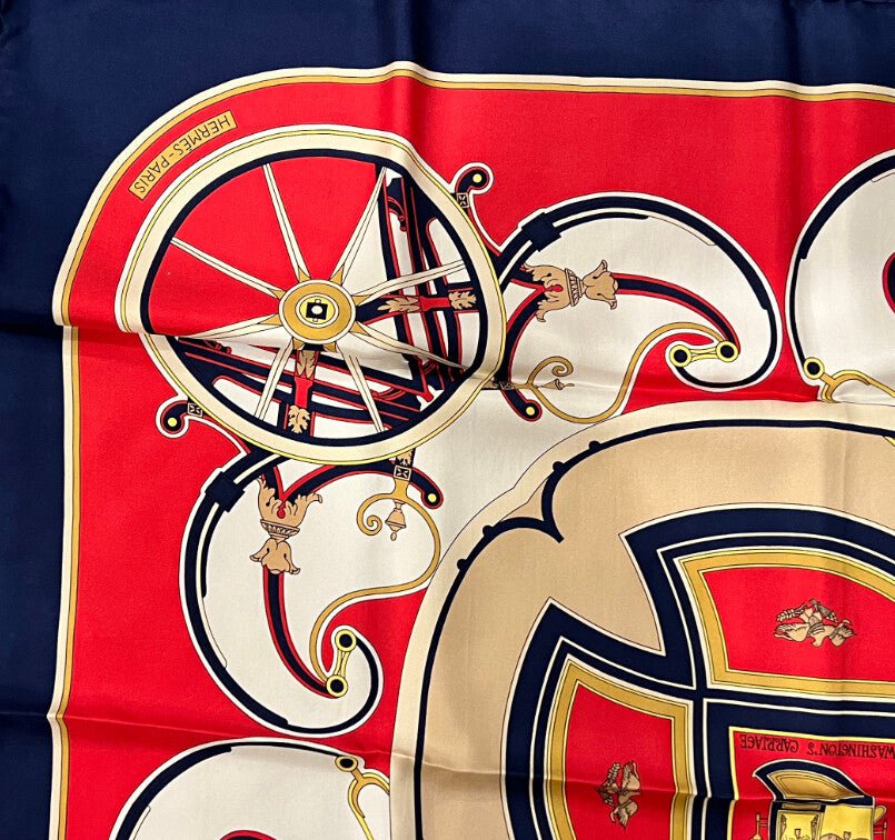 Authentic RARE! Hermes Washington's Carriage Vintage 90cm Silk Scarf | Fortrove