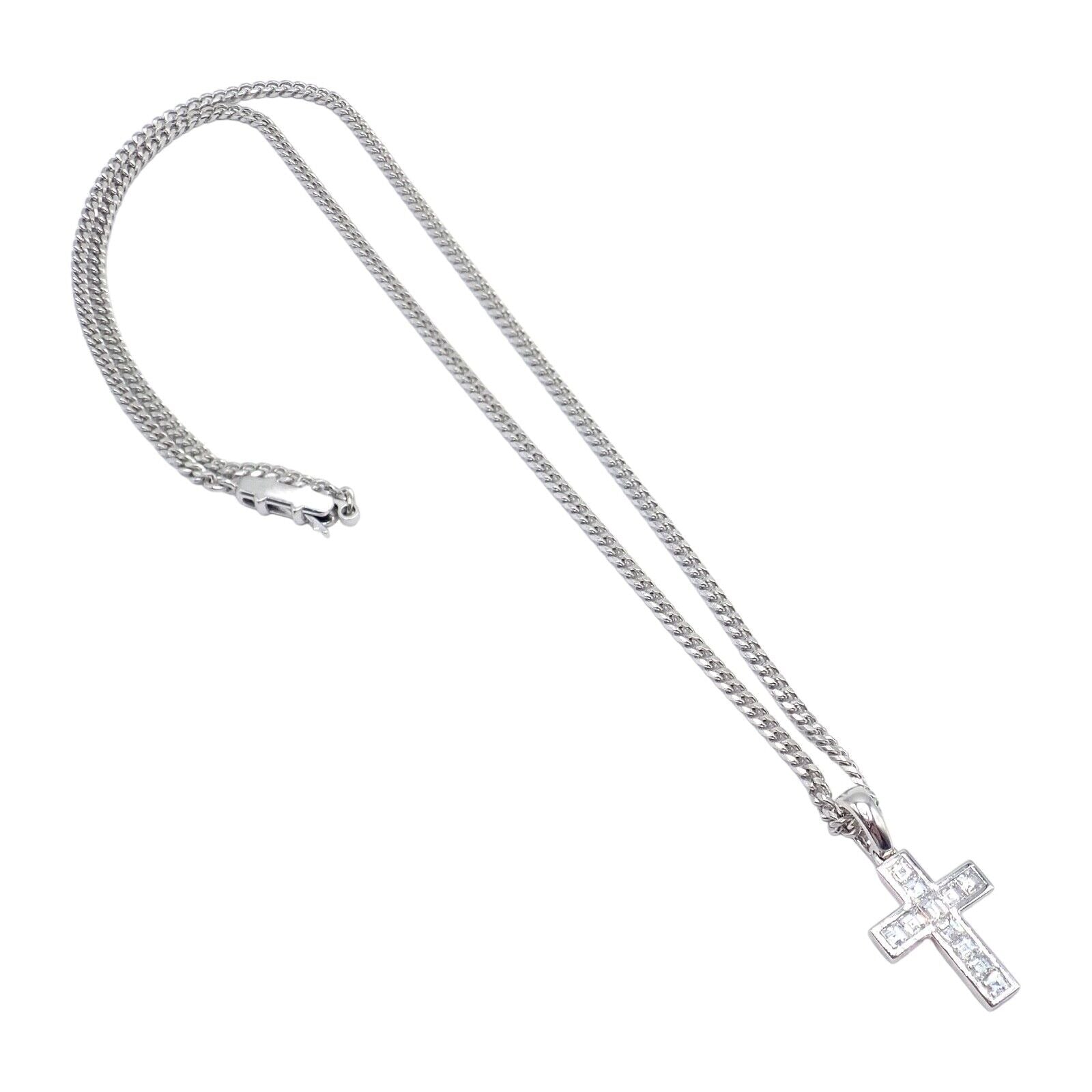 Authentic! Cartier 18k White Gold Diamond Cross Necklace | Fortrove