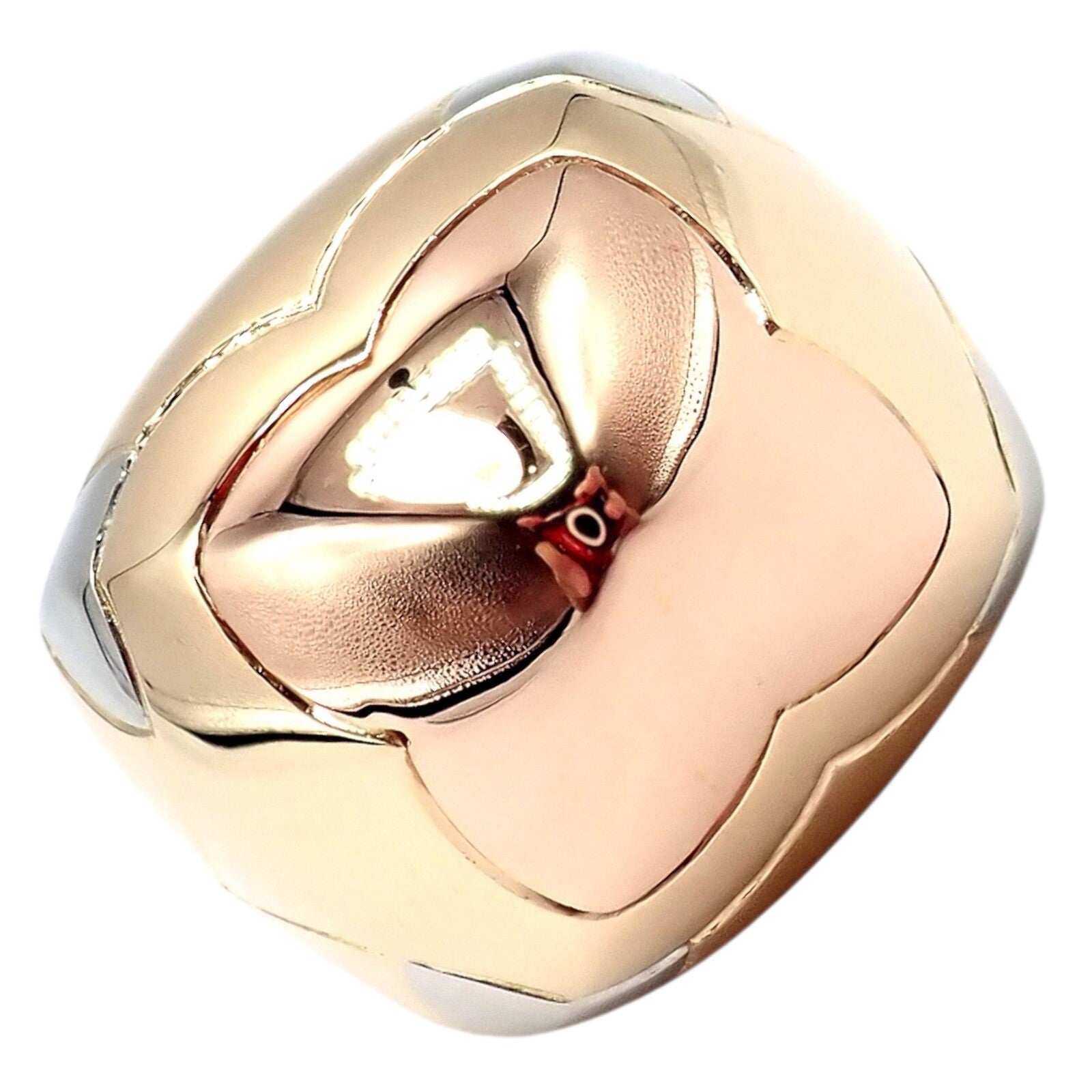 Authentic! Bvlgari Bulgari 18k Yellow White Rose Gold Tricolor Pyramid Ring sz 6 | Fortrove