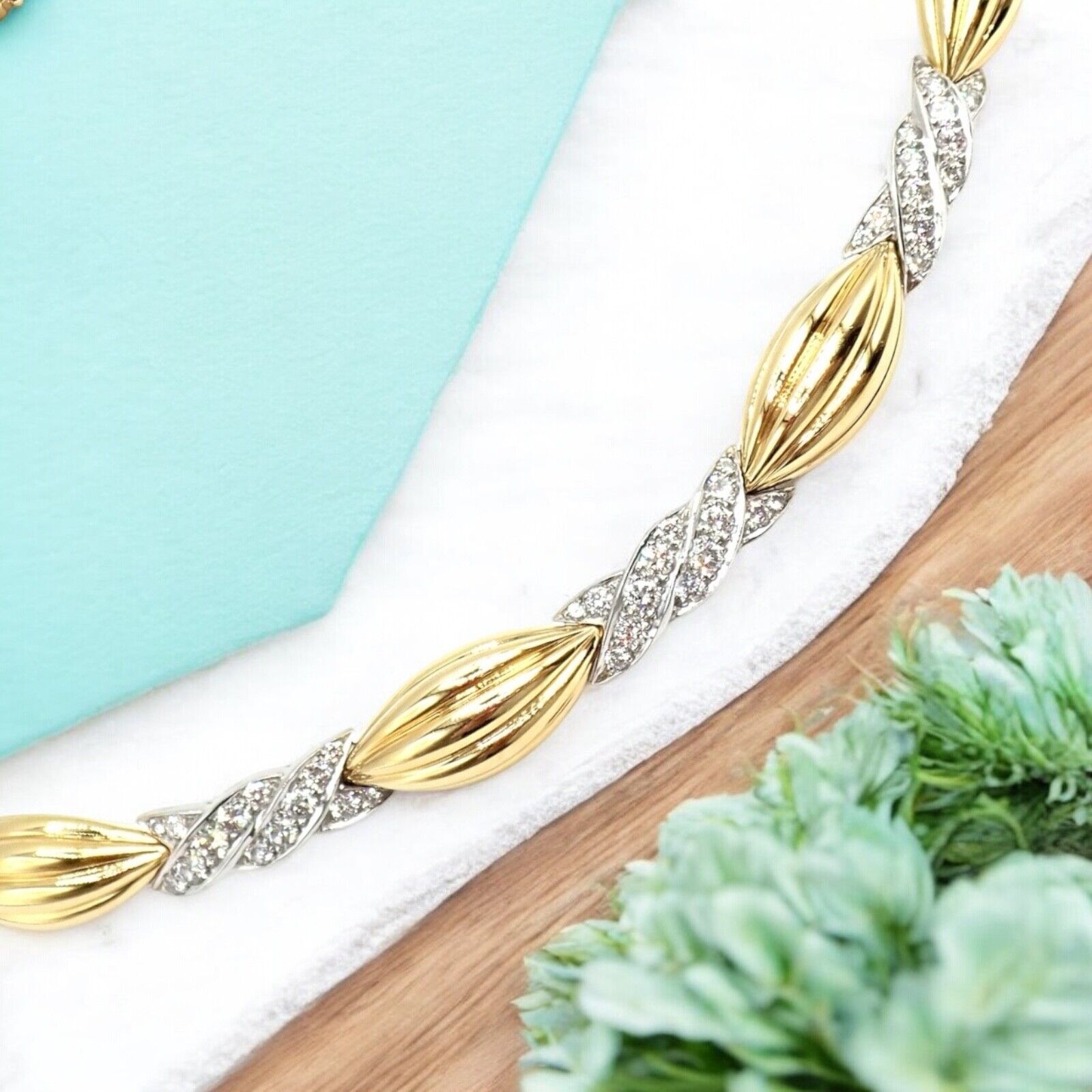 Authentic! Tiffany & Co 18k Yellow + White Gold 4ct Diamond Candy Necklace | Fortrove