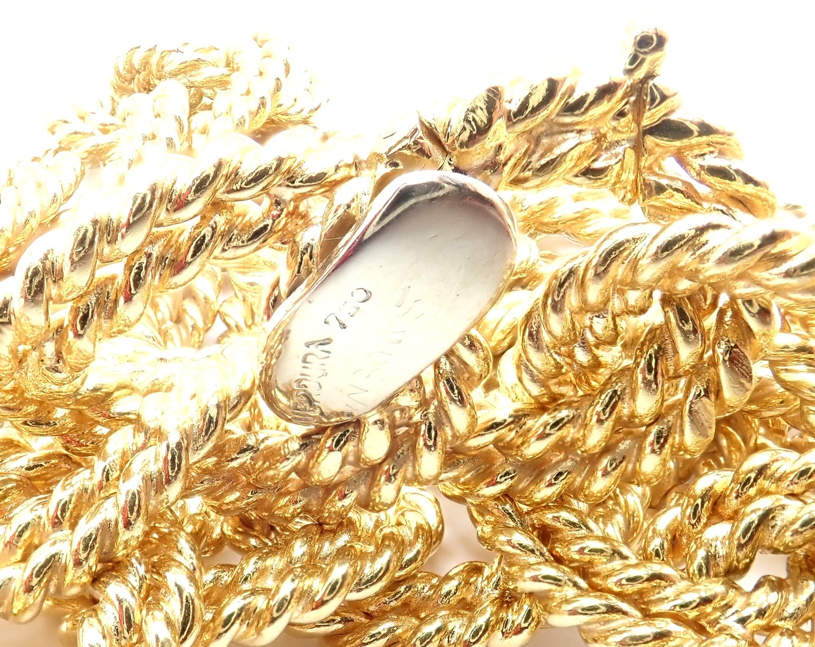 Rare! Authentic Verdura 18k Yellow Gold Rope Link Choker Necklace | Fortrove