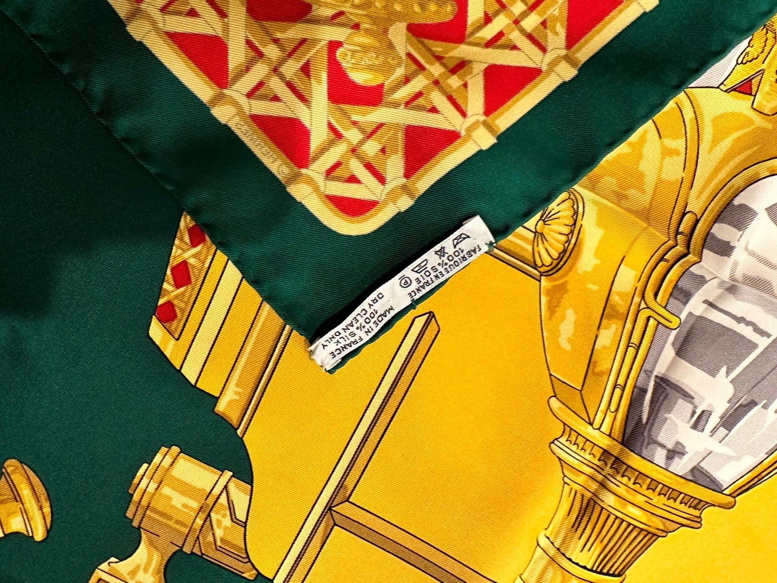 Hermes Clothing, Shoes & Accessories:Women:Women's Accessories:Scarves & Wraps Authentic RARE! Hermes Feux De Route Vintage 90cm Green Red Silk Scarf