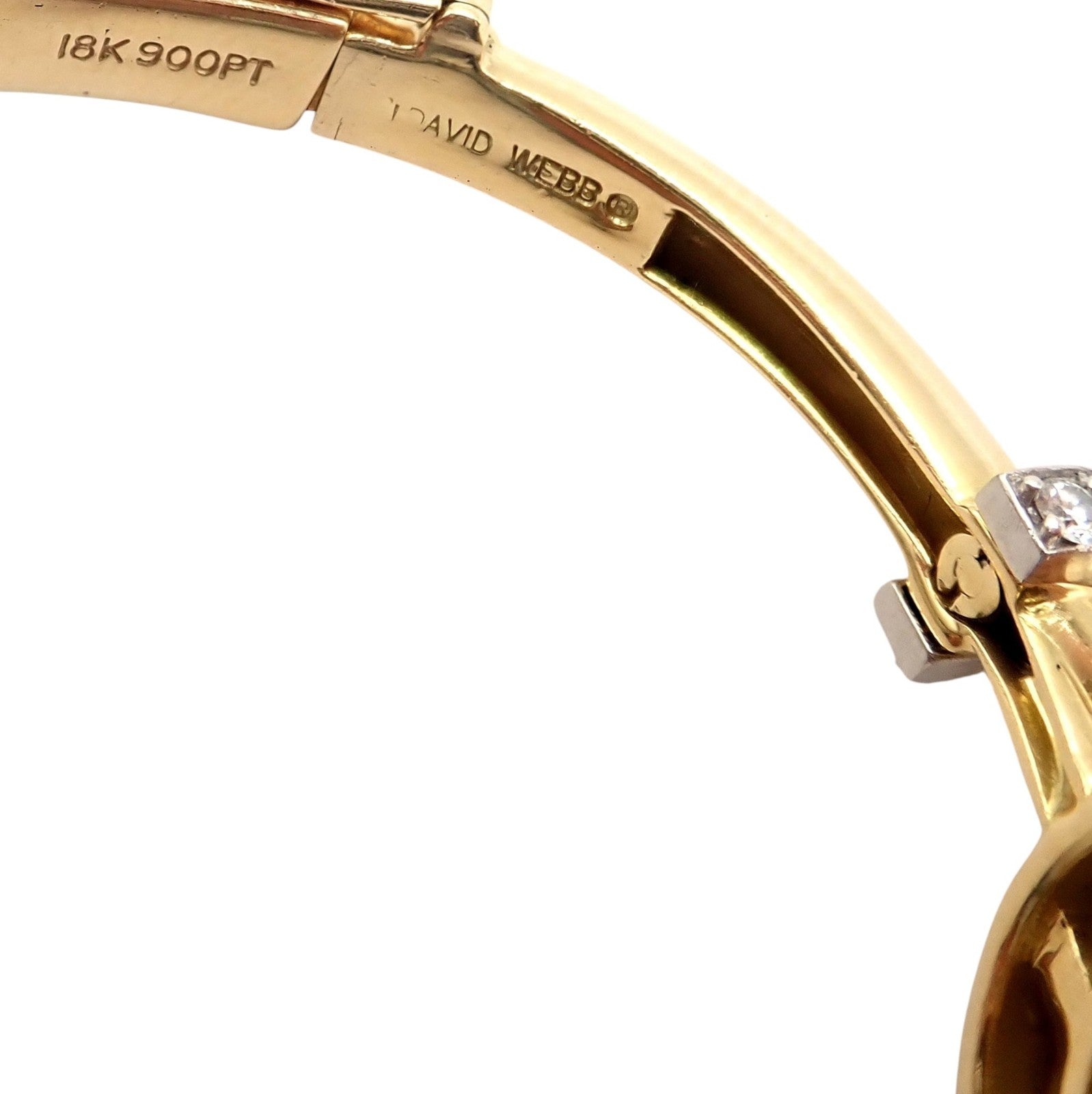 Authentic! Vintage David Webb 18k Gold & Platinum Diamond Enamel Bangle Bracelet | Fortrove