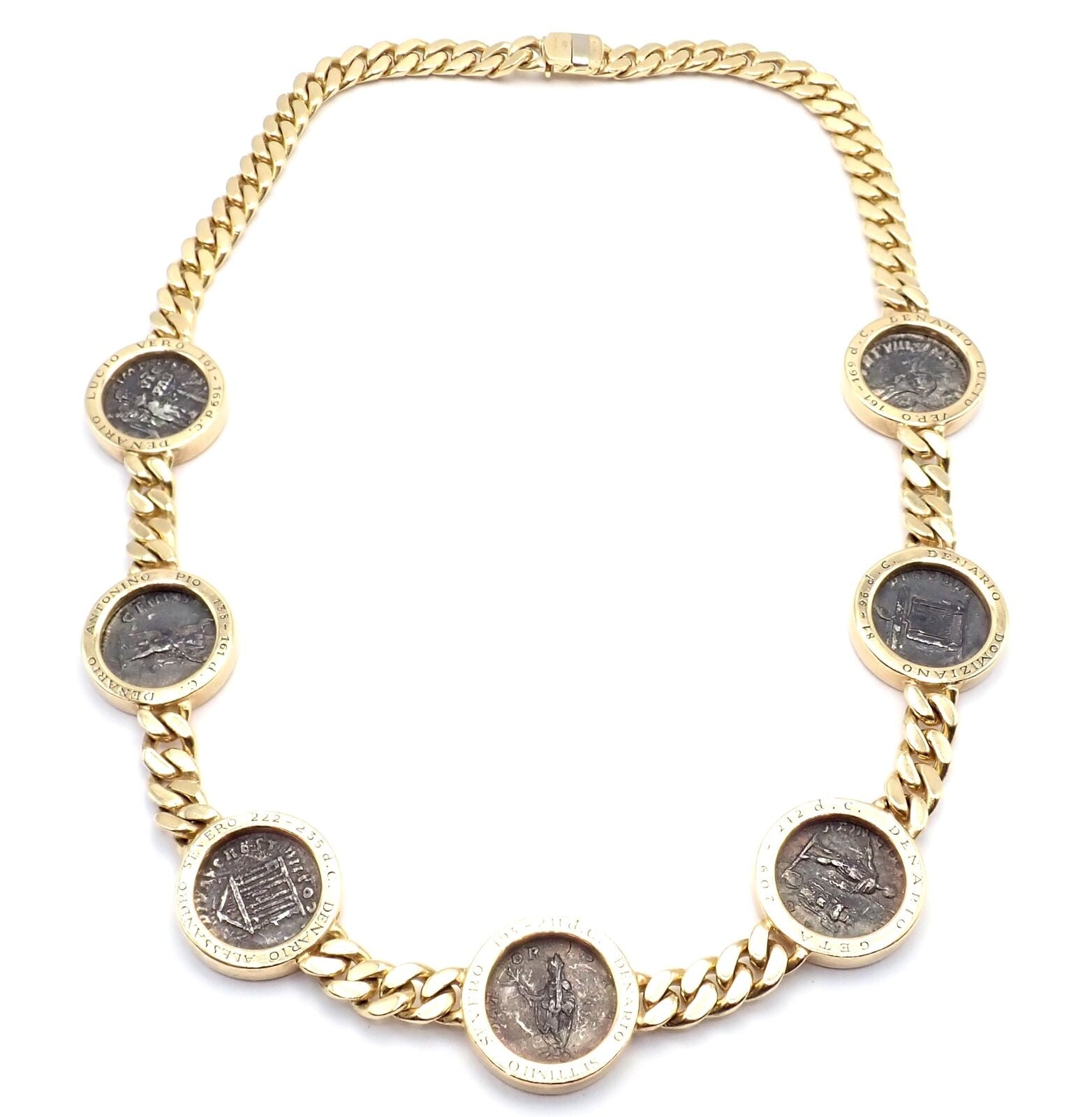 Vintage! Bvlgari Bulgari 18k Yellow Gold 7 Antique Coin Monete Link Necklace | Fortrove