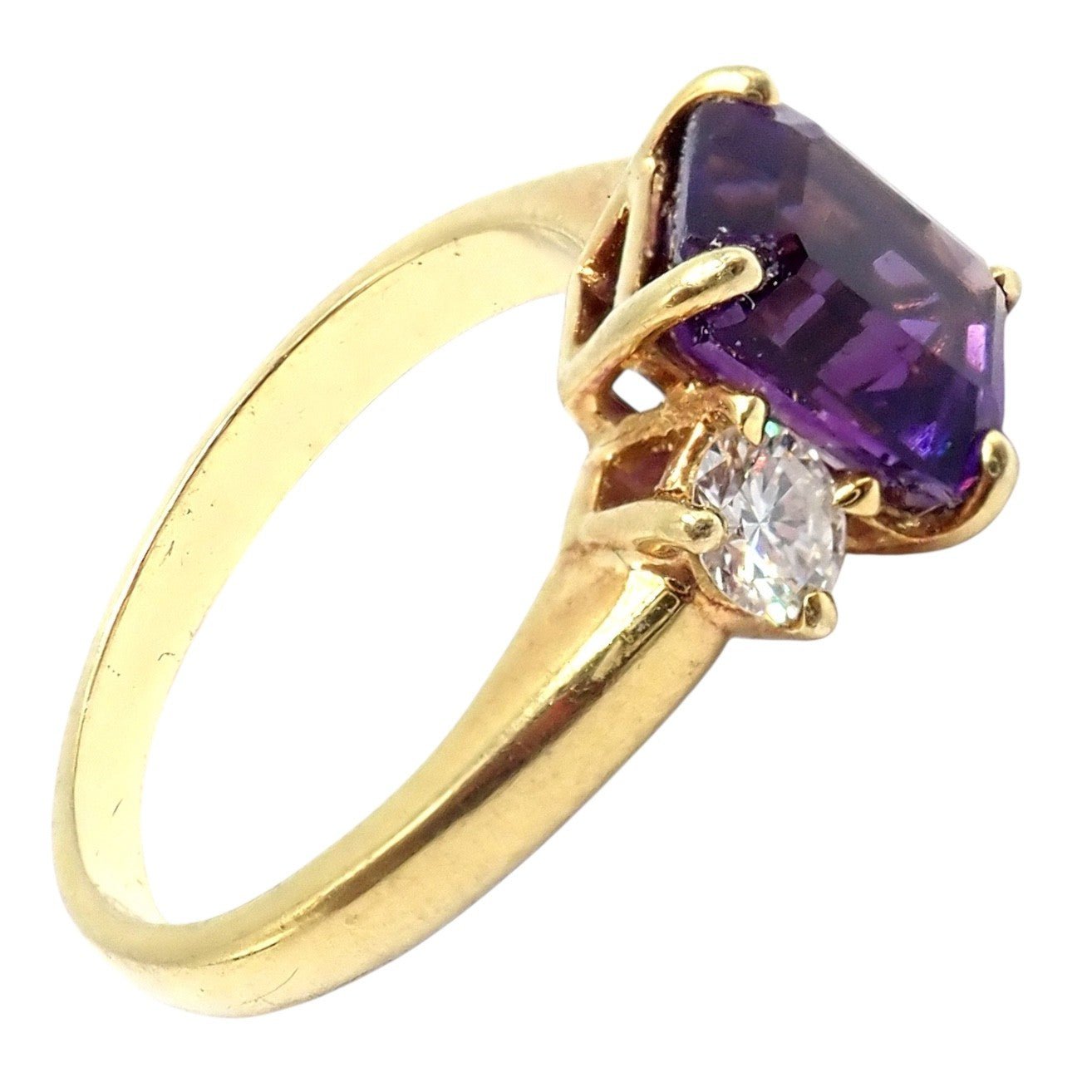 Vintage! Authentic Tiffany & Co 18k Yellow Gold Diamond Amethyst Cocktail Ring | Fortrove