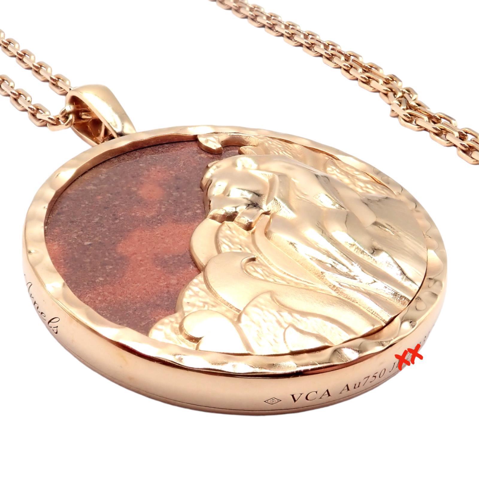 Van Cleef & Arpels Jewelry & Watches:Fine Jewelry:Necklaces & Pendants Van Cleef & Arpels Zodiaque 18k Rose Gold Leo Pendant Red Jasper Necklace + Cert