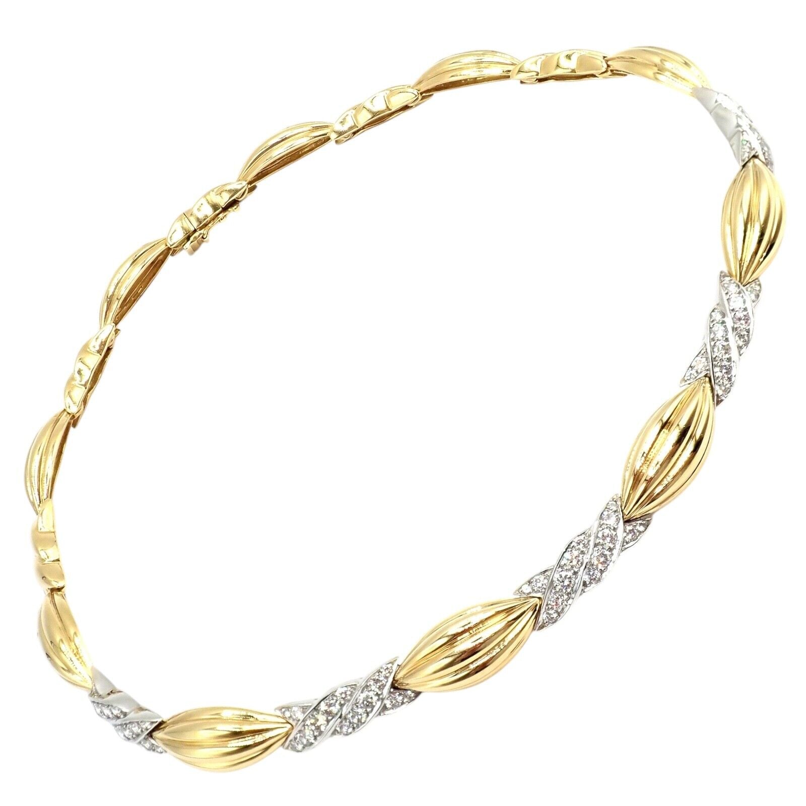 Authentic! Tiffany & Co 18k Yellow + White Gold 4ct Diamond Candy Necklace | Fortrove